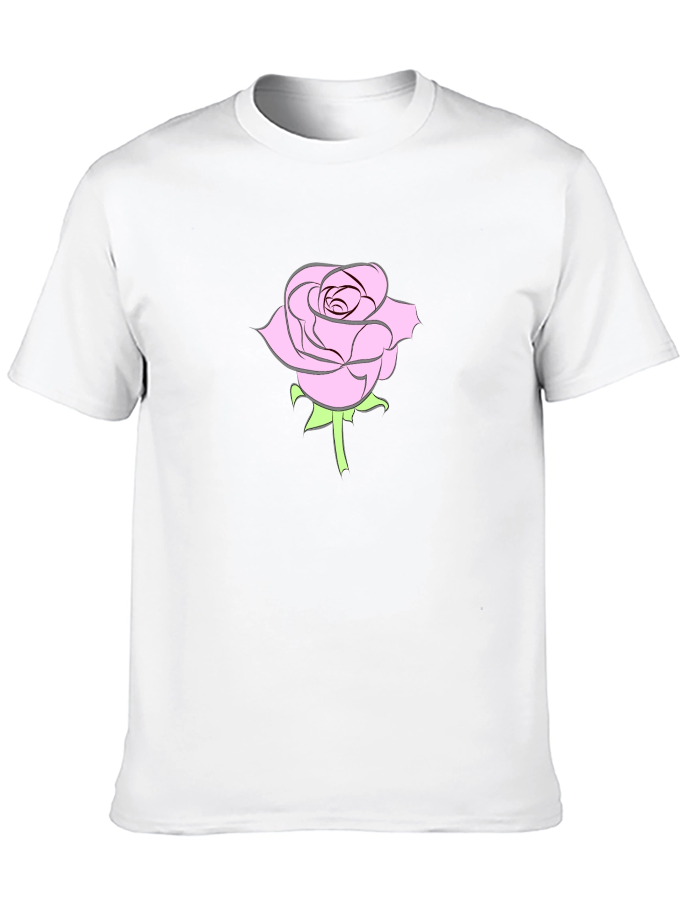 Black T-Shirt with Pink Rose Design