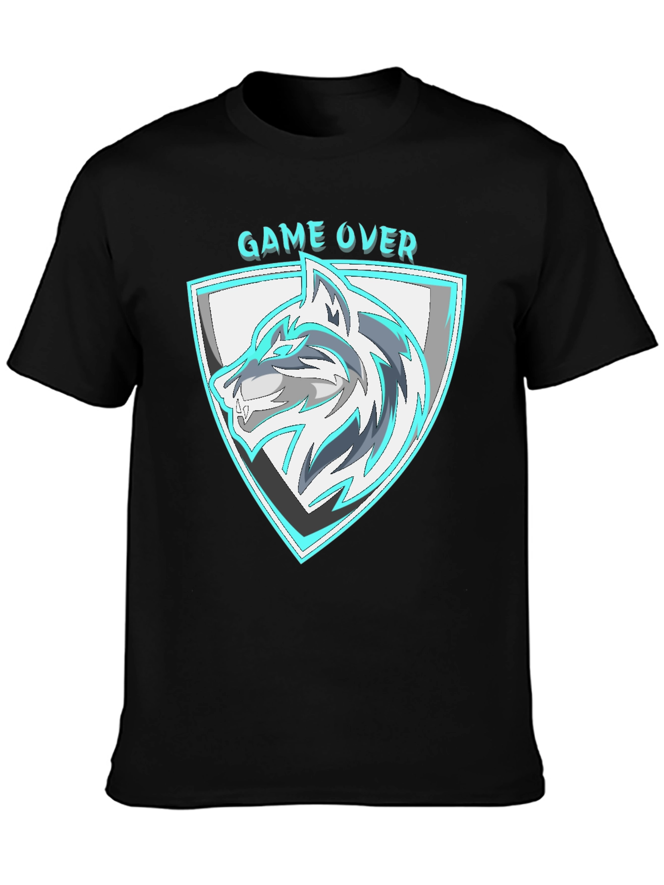 Game Over Wolf Graphic T-Shirt - Black