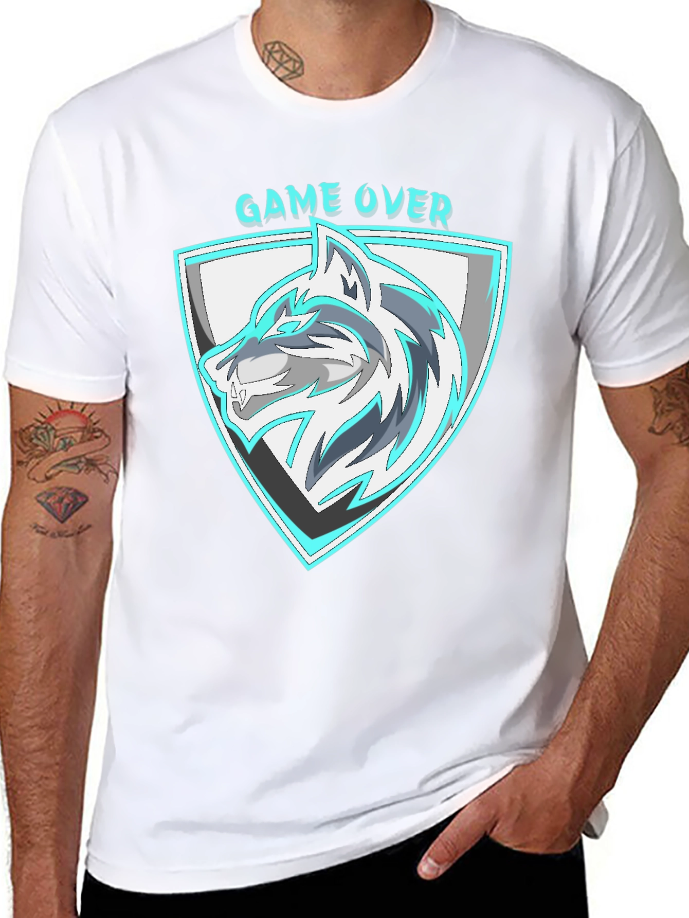 Game Over Wolf Graphic T-Shirt - Black