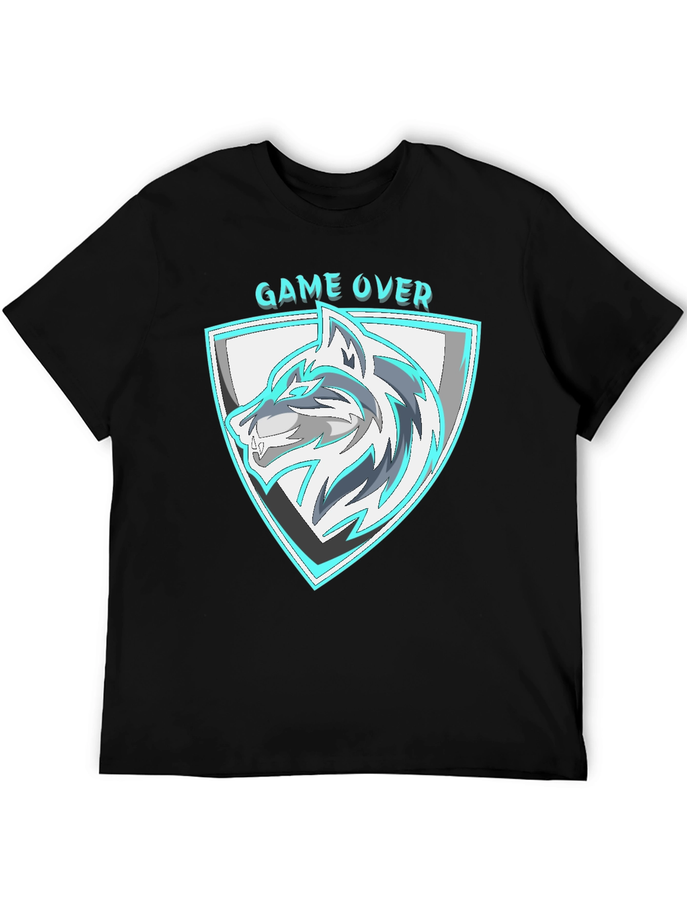 Game Over Wolf Graphic T-Shirt - Black