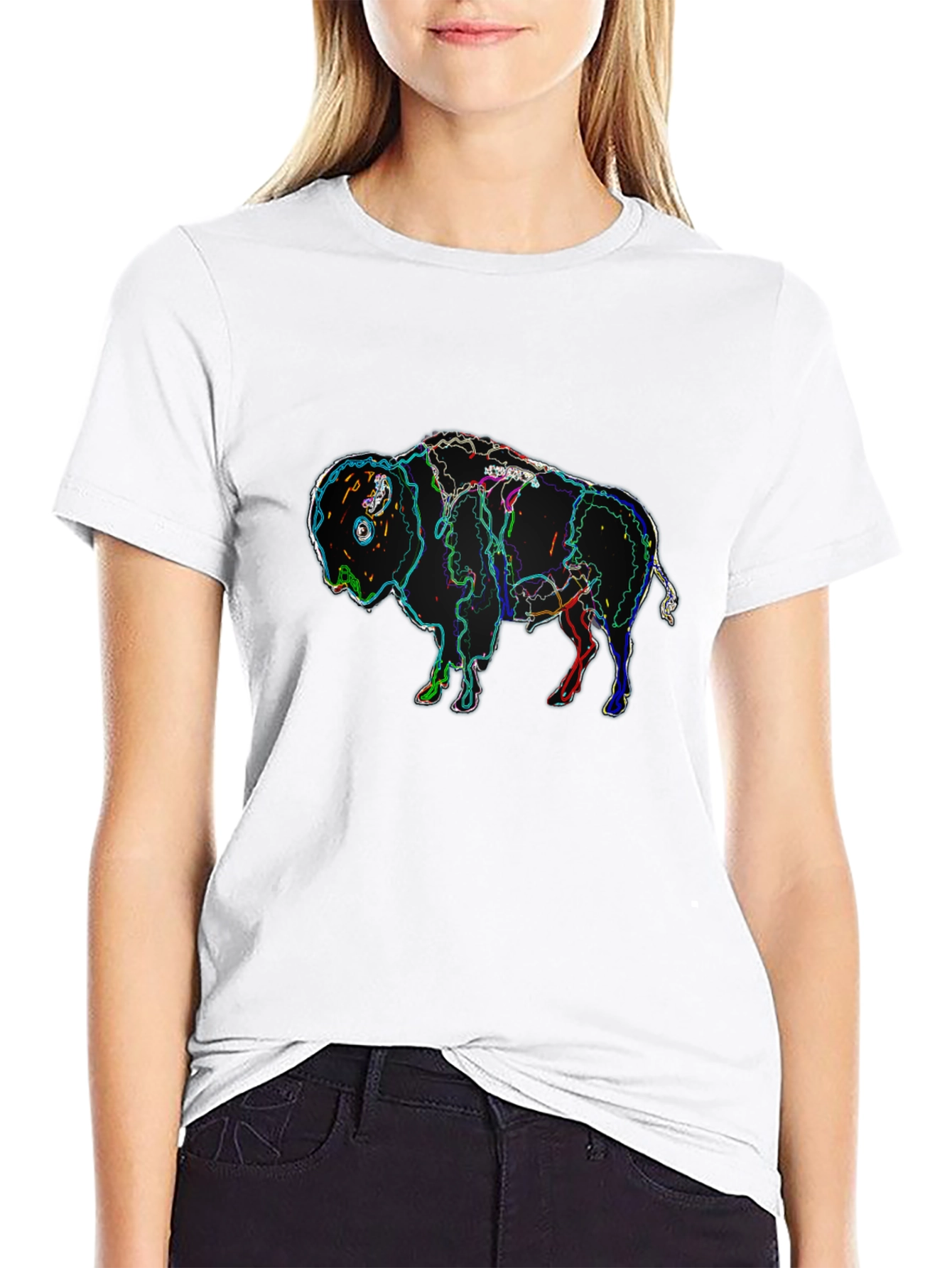 Abstract Buffalo Black T-Shirt