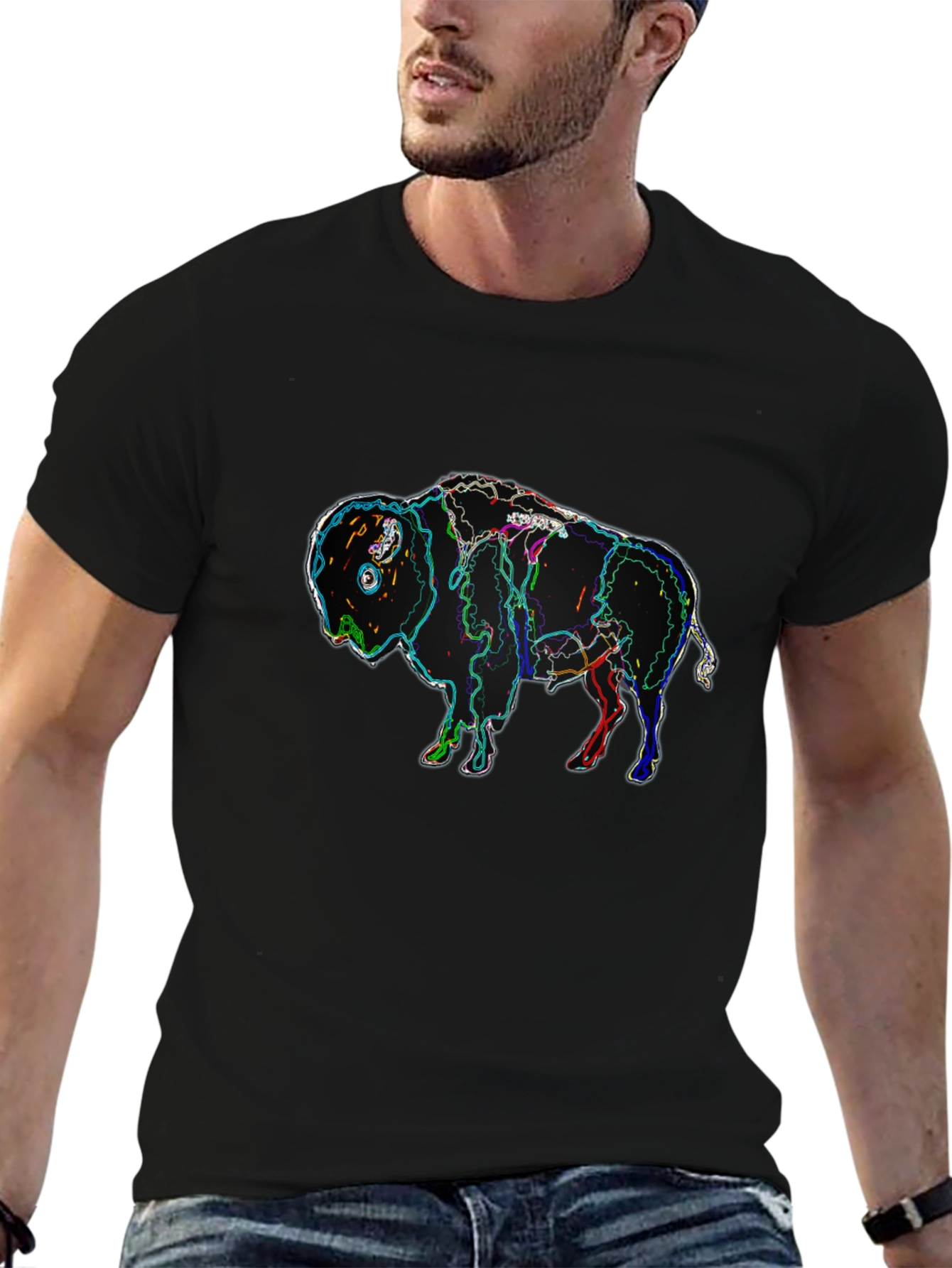 Abstract Buffalo Black T-Shirt