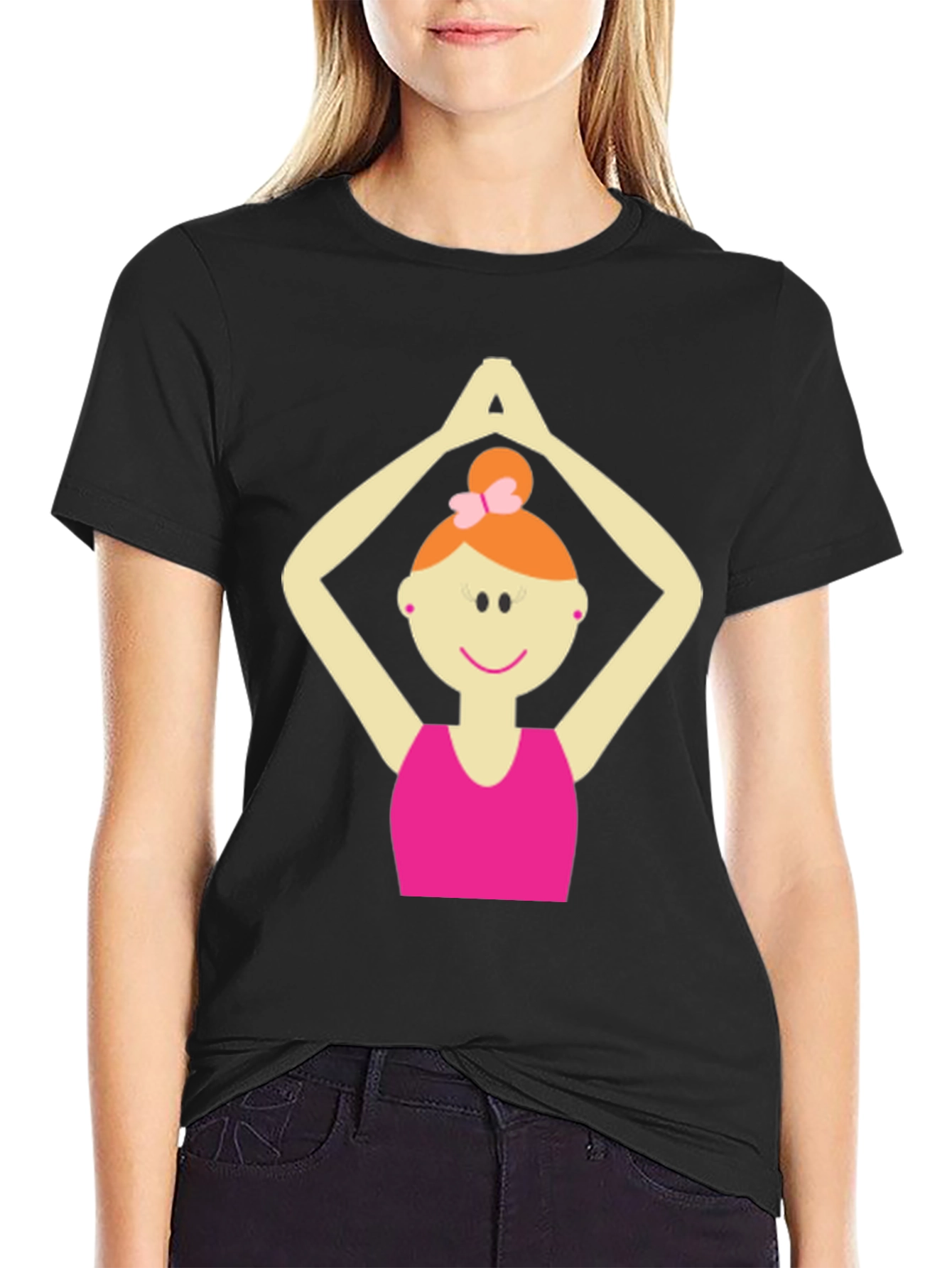 Yoga Girl Graphic Tee - Black Cotton Blend T-Shirt