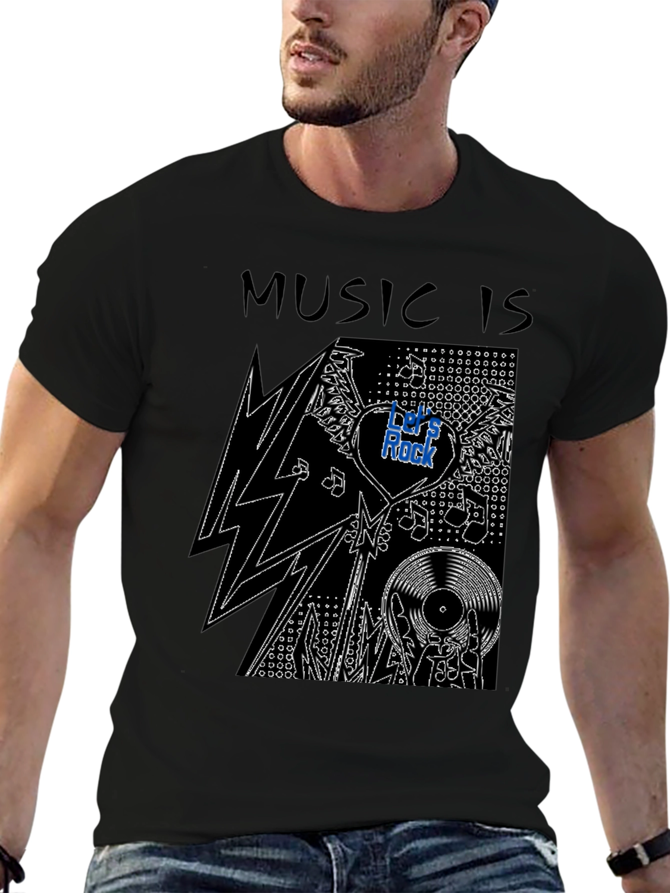 Music is Rock Graphic T-Shirt