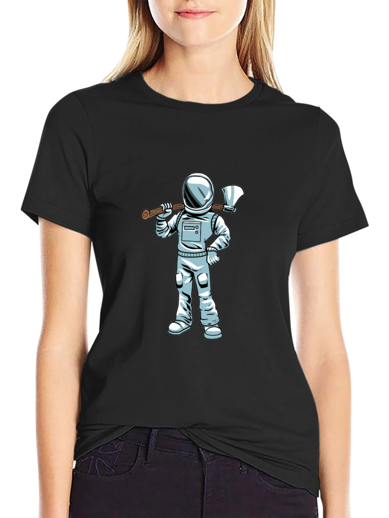 Astronaut Axe Black T-Shirt