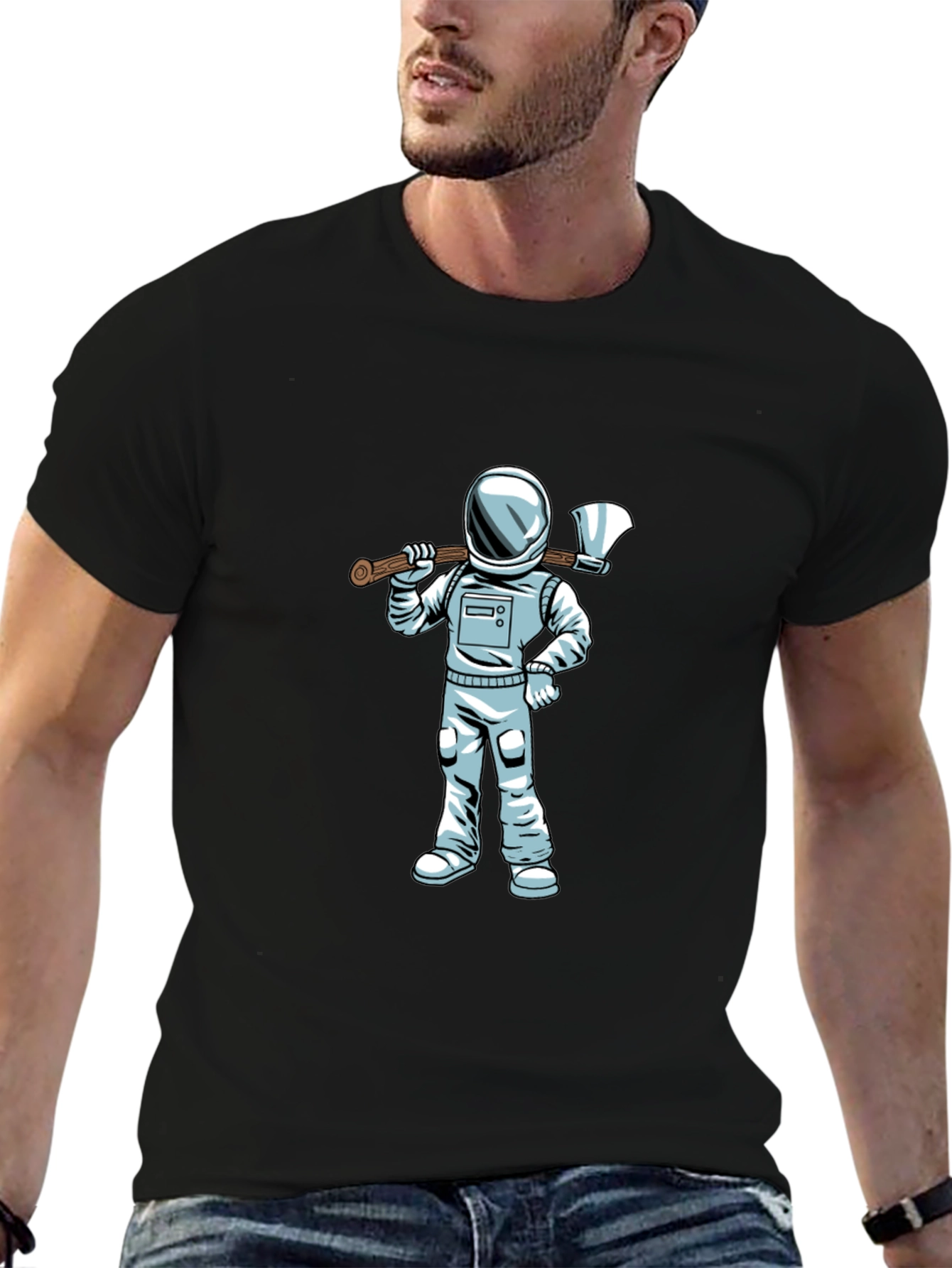 Astronaut Axe Black T-Shirt