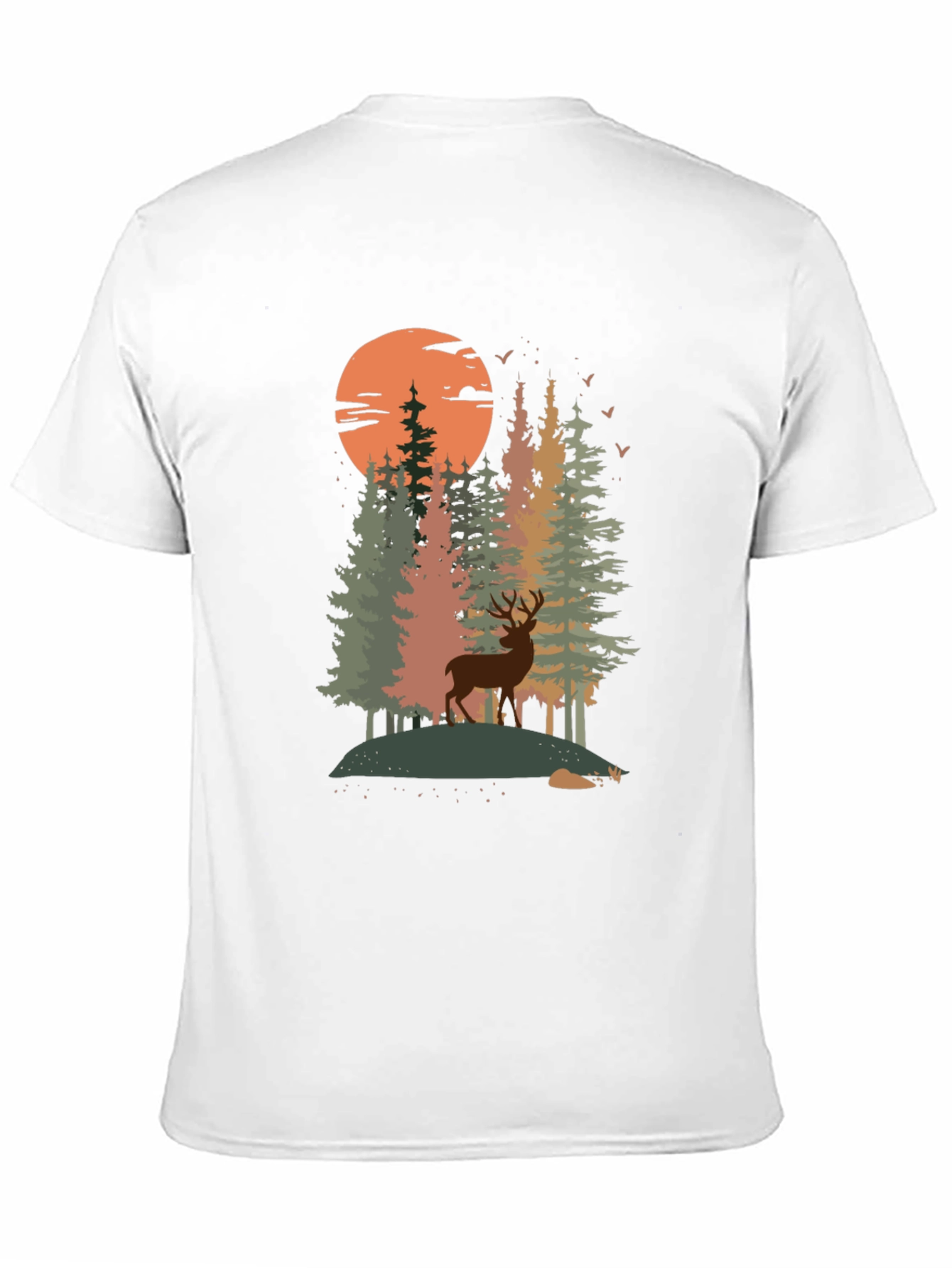 Nature Deer Graphic Tee - Black Cotton Blend