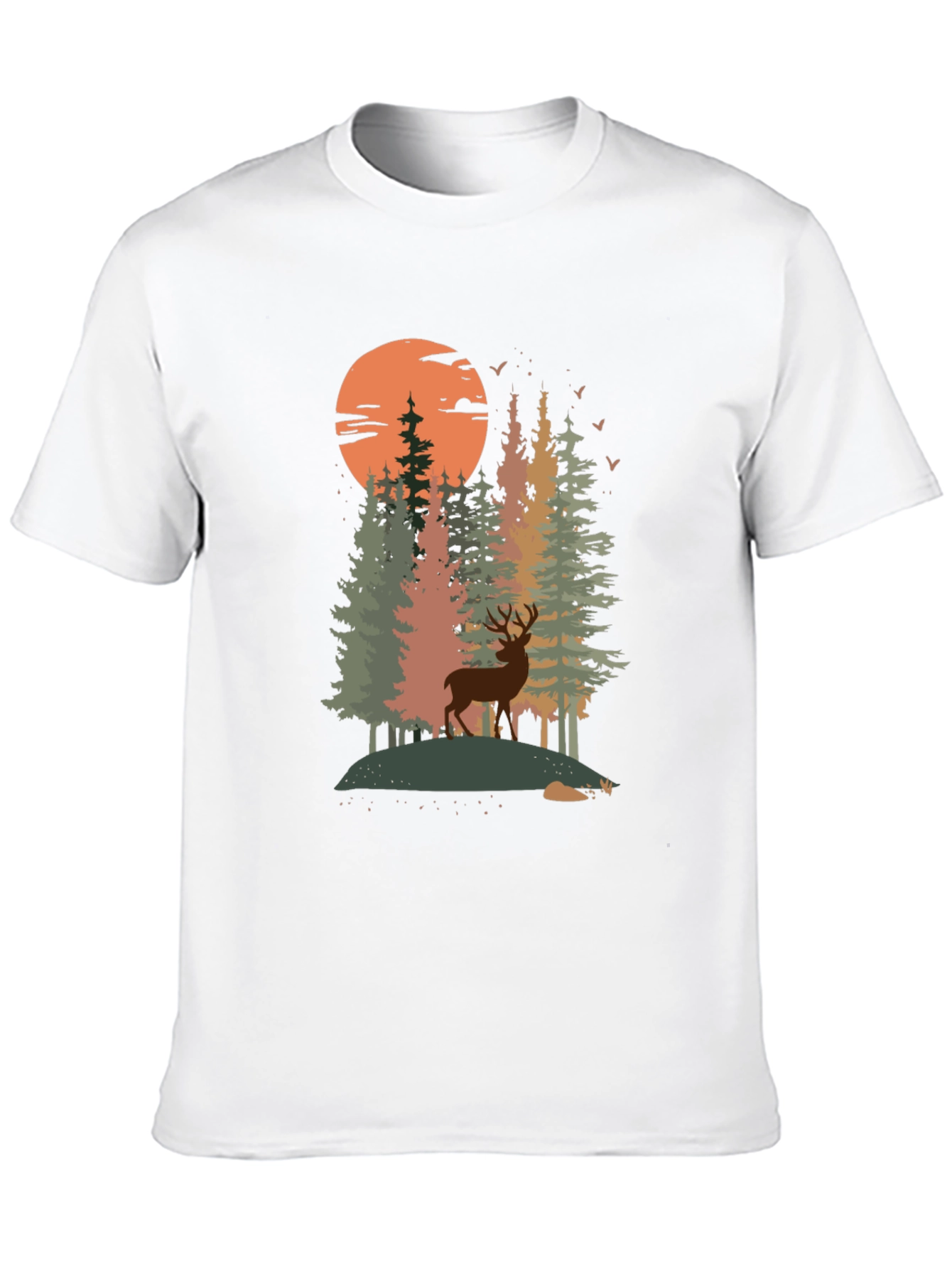 Nature Deer Graphic Tee - Black Cotton Blend