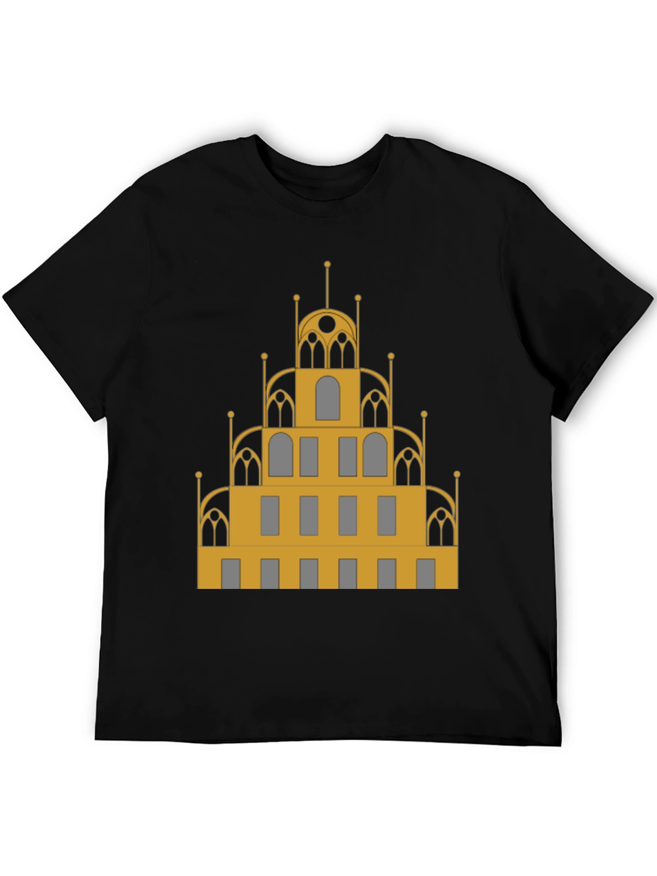 Architectural T-Shirt - Gold & Gray Building Design