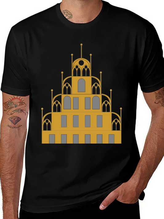 Architectural T-Shirt - Gold & Gray Building Design
