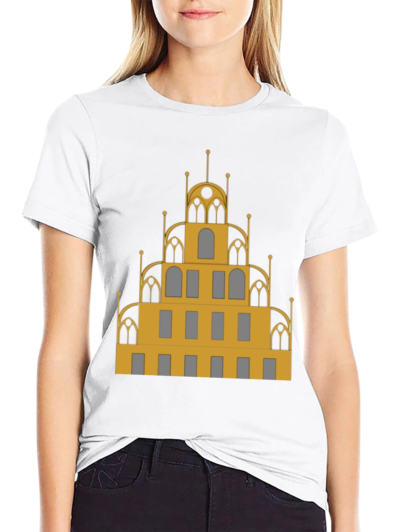 Architectural T-Shirt - Gold & Gray Building Design