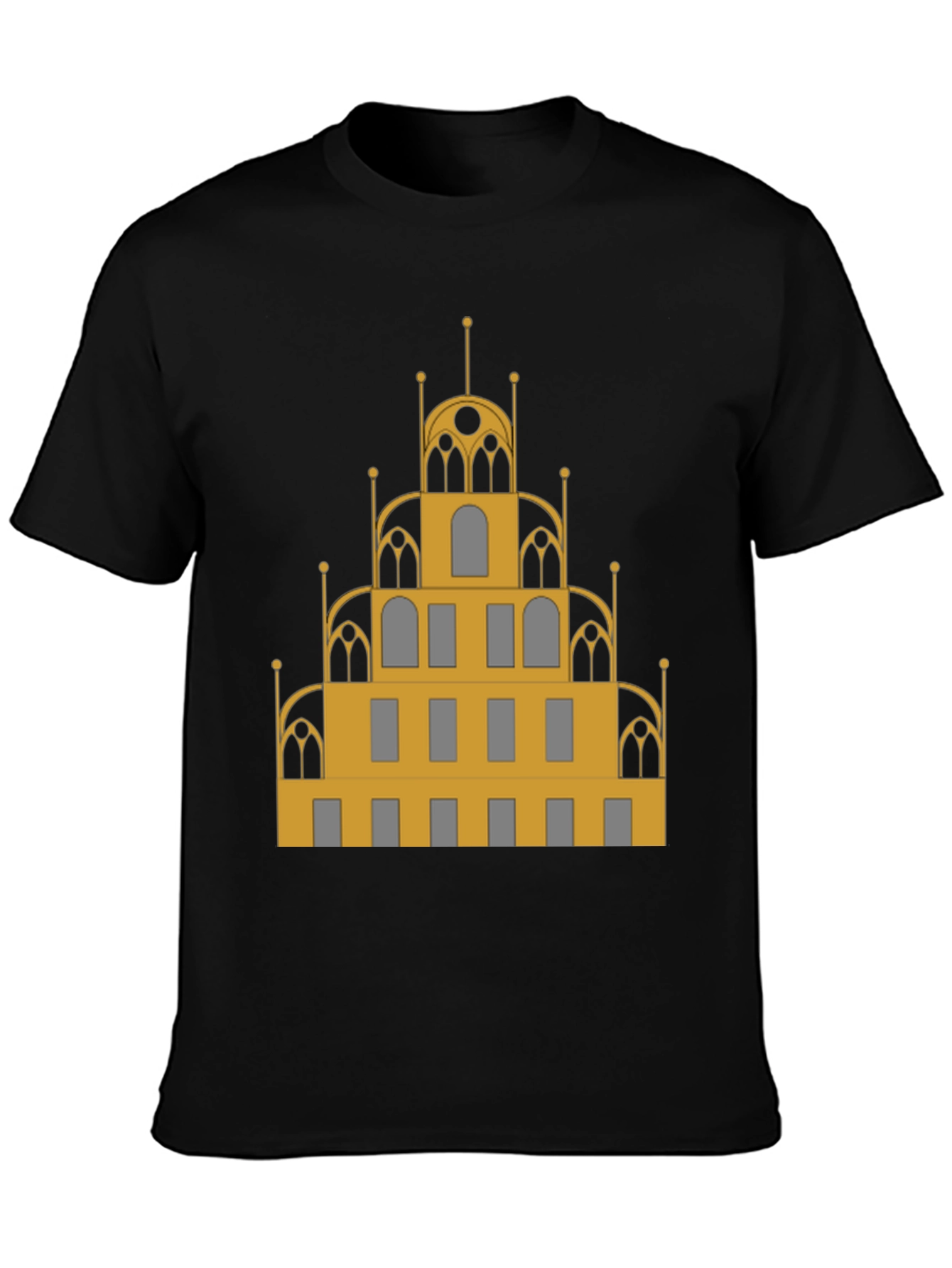 Architectural T-Shirt - Gold & Gray Building Design