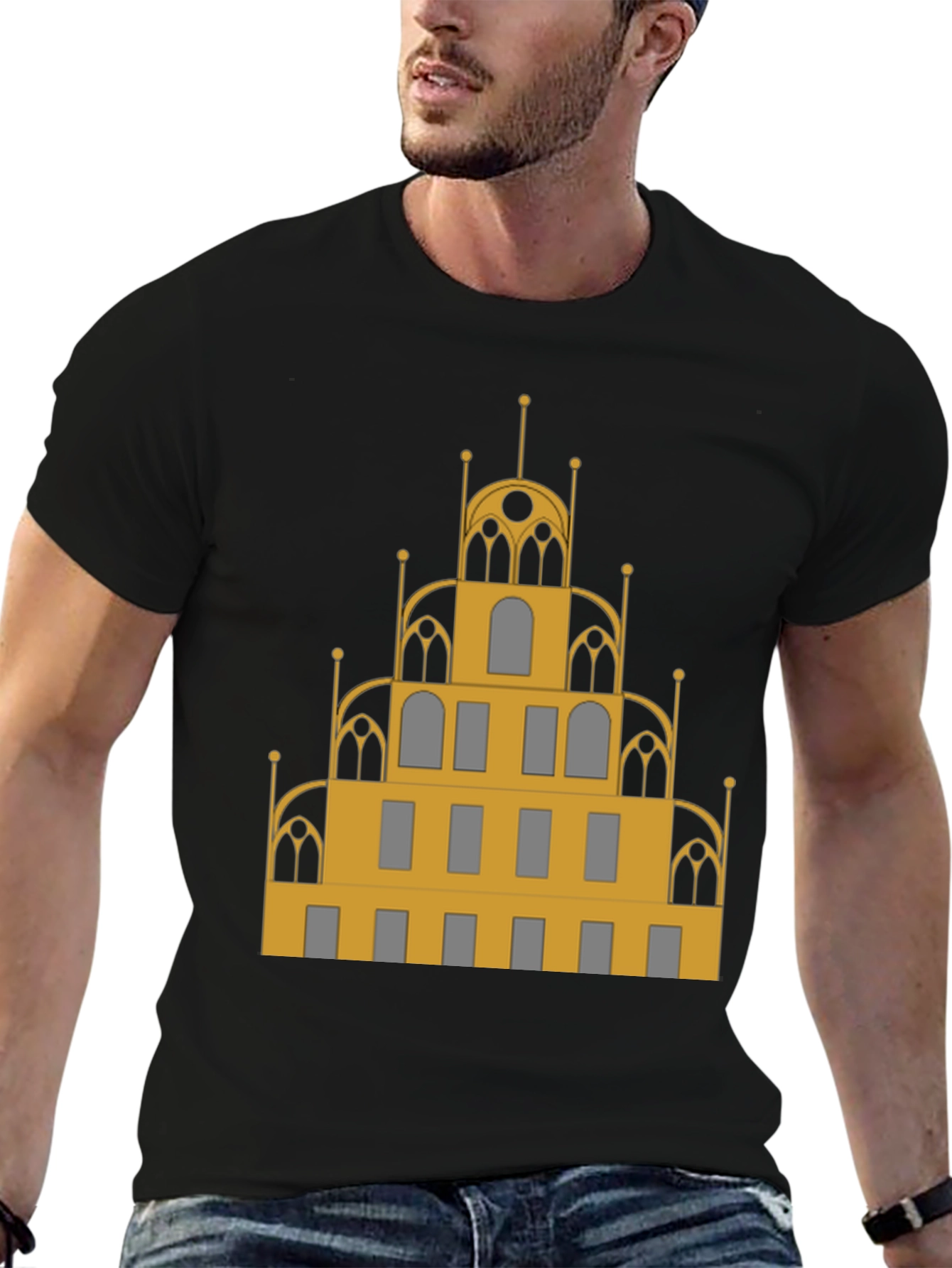 Architectural T-Shirt - Gold & Gray Building Design