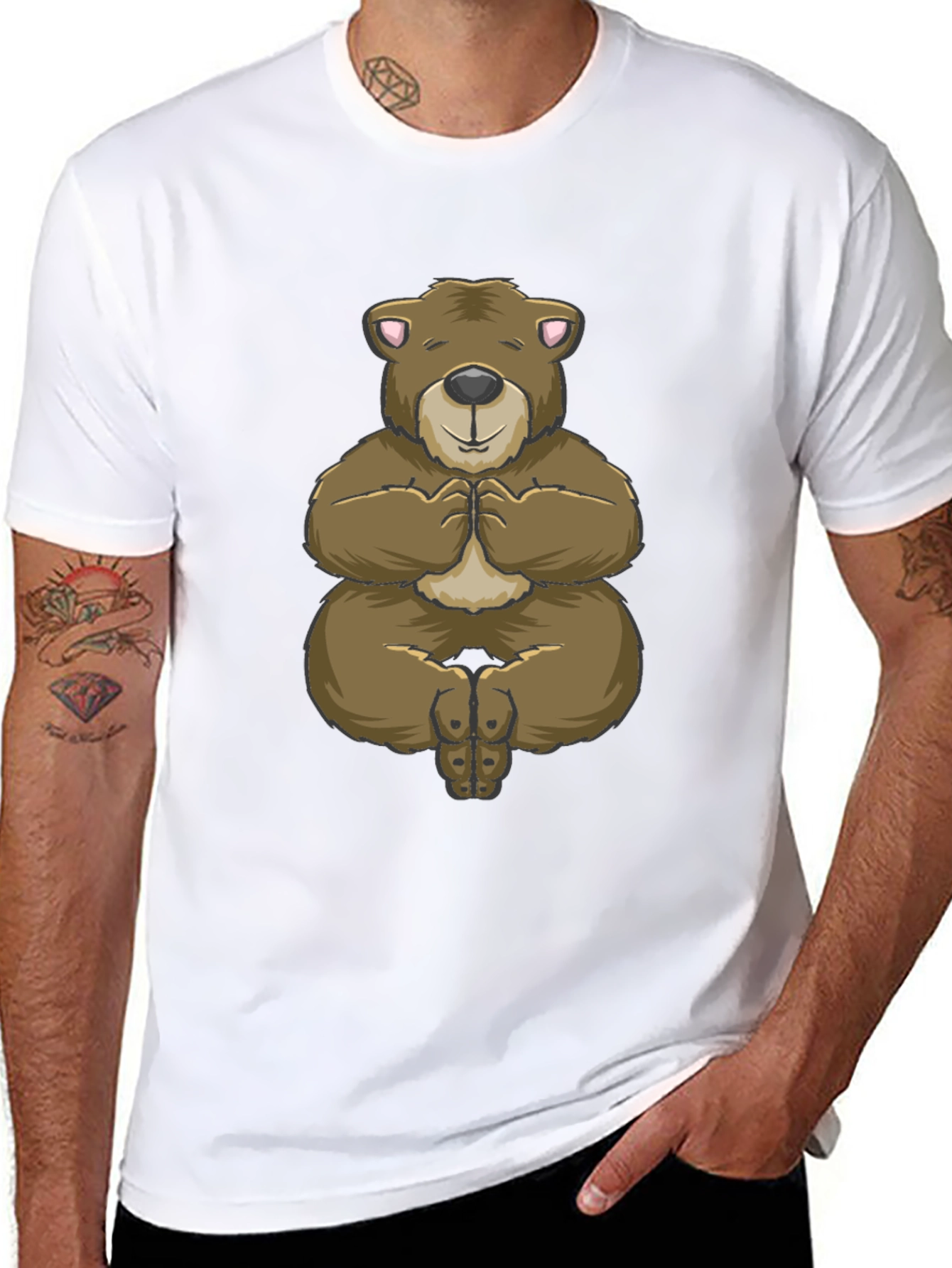Yoga Bear Graphic Tee - Relaxed Fit Black T-Shirt