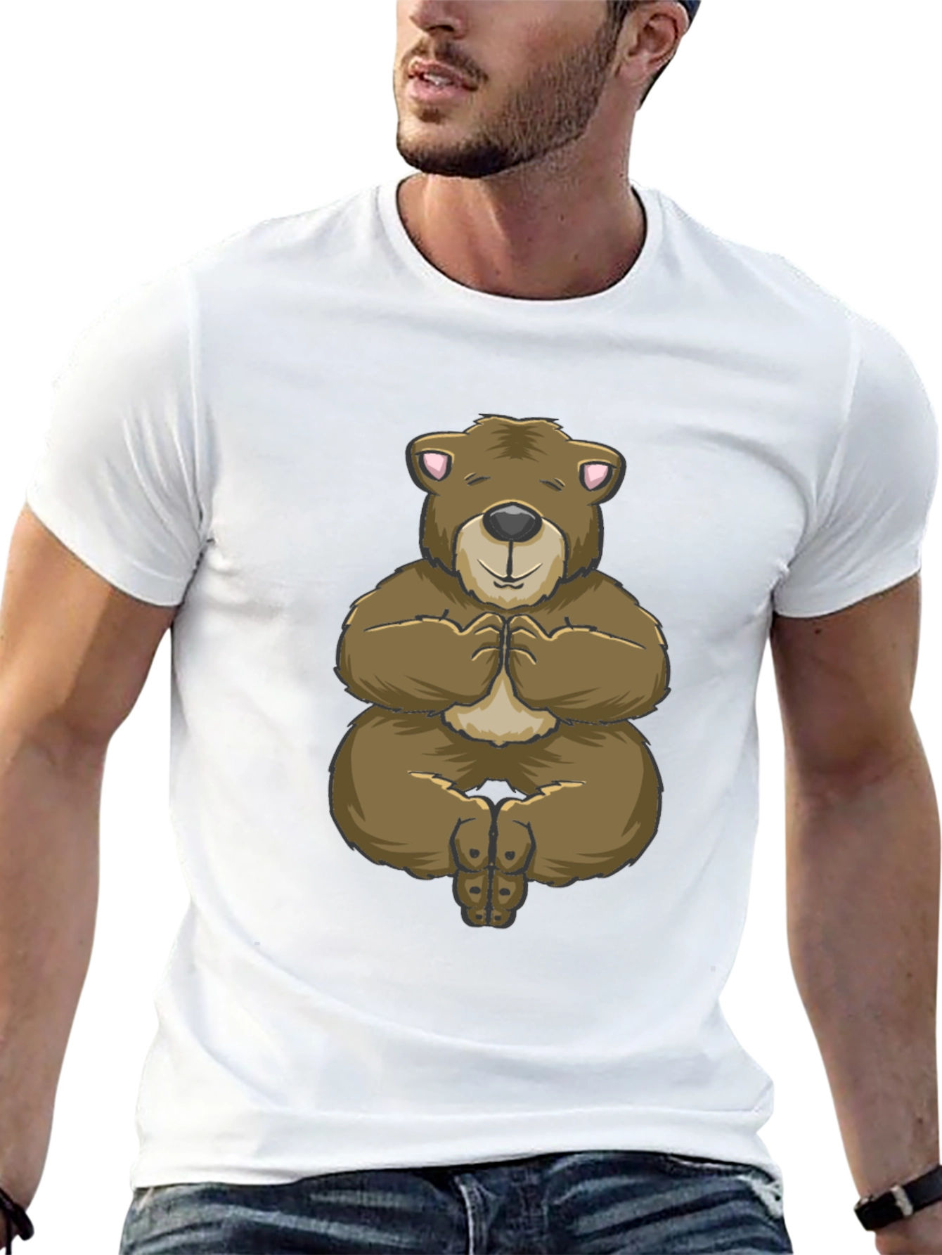 Yoga Bear Graphic Tee - Relaxed Fit Black T-Shirt