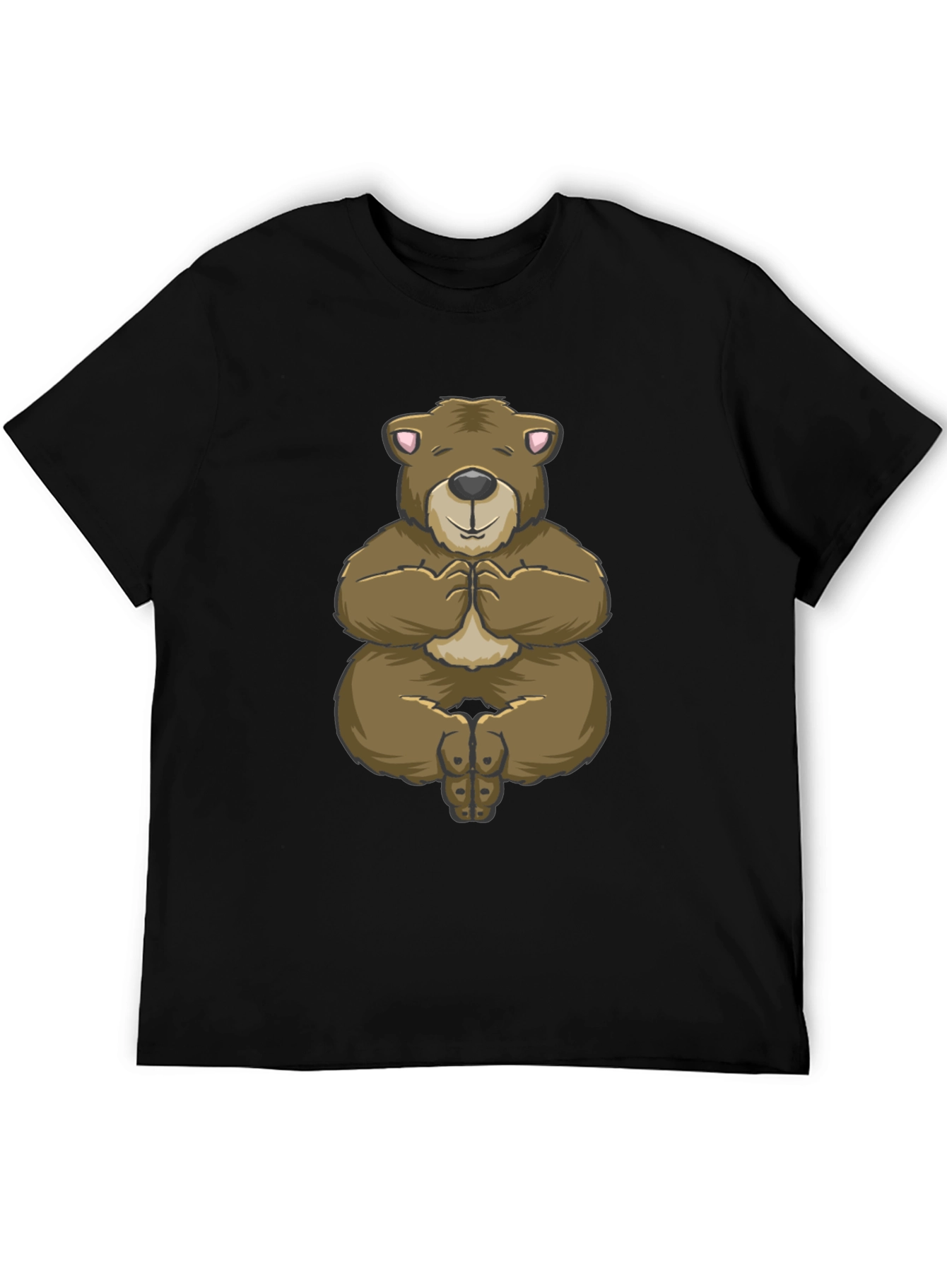 Yoga Bear Graphic Tee - Relaxed Fit Black T-Shirt