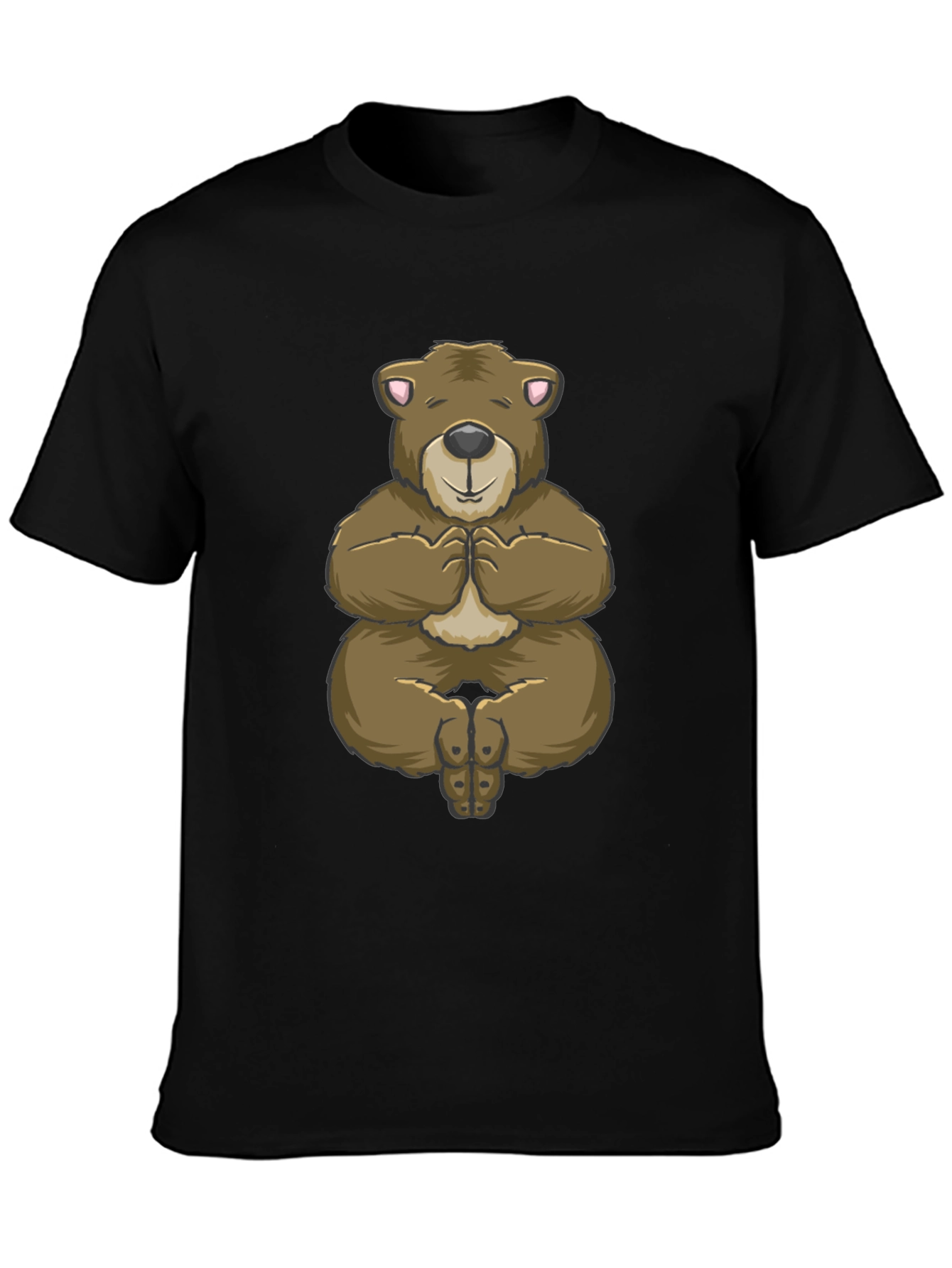 Yoga Bear Graphic Tee - Relaxed Fit Black T-Shirt