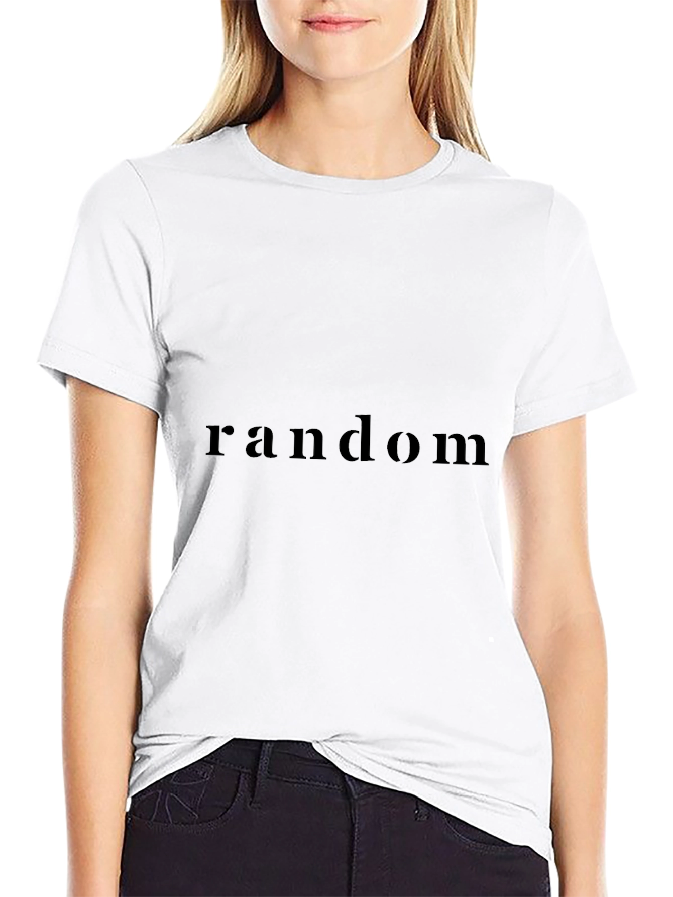 Random Black Cotton Crew Neck T-Shirt