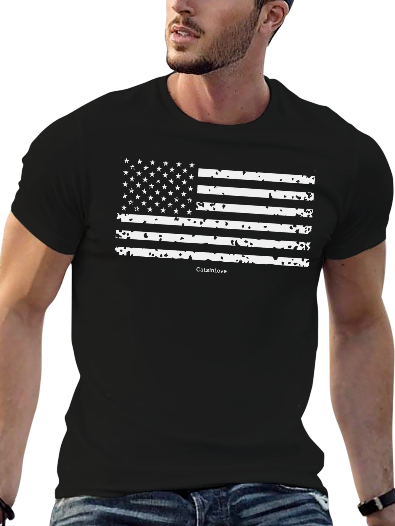 American Flag T-Shirt - Distressed Patriotic Design