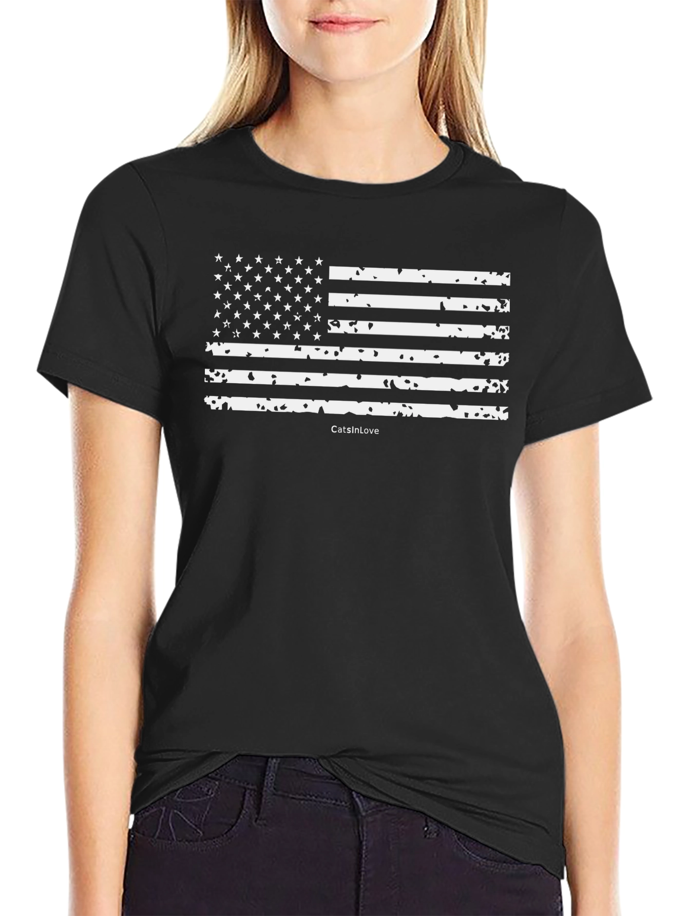 American Flag T-Shirt - Distressed Patriotic Design