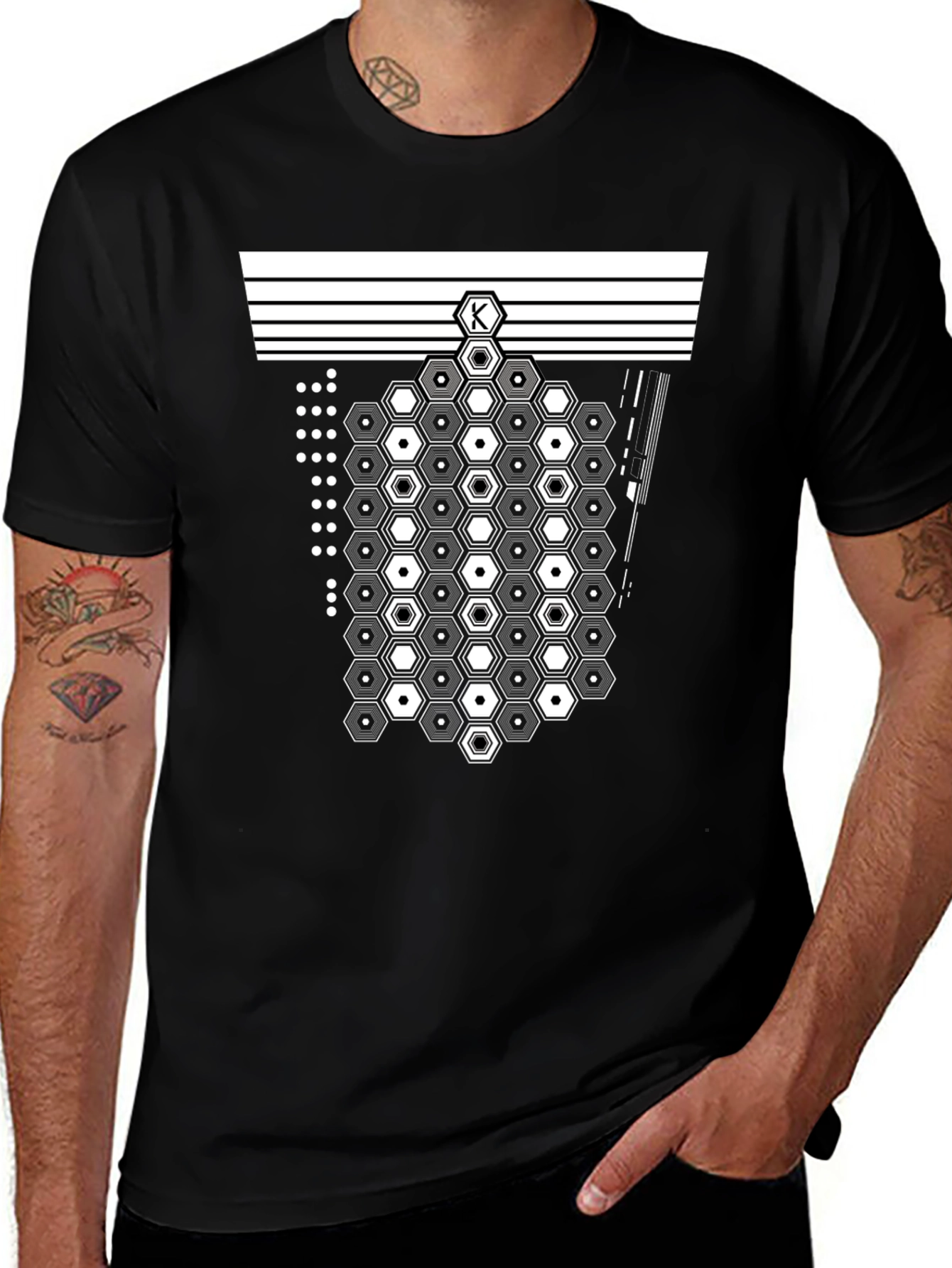 Geometric Hexagon Pattern Tee