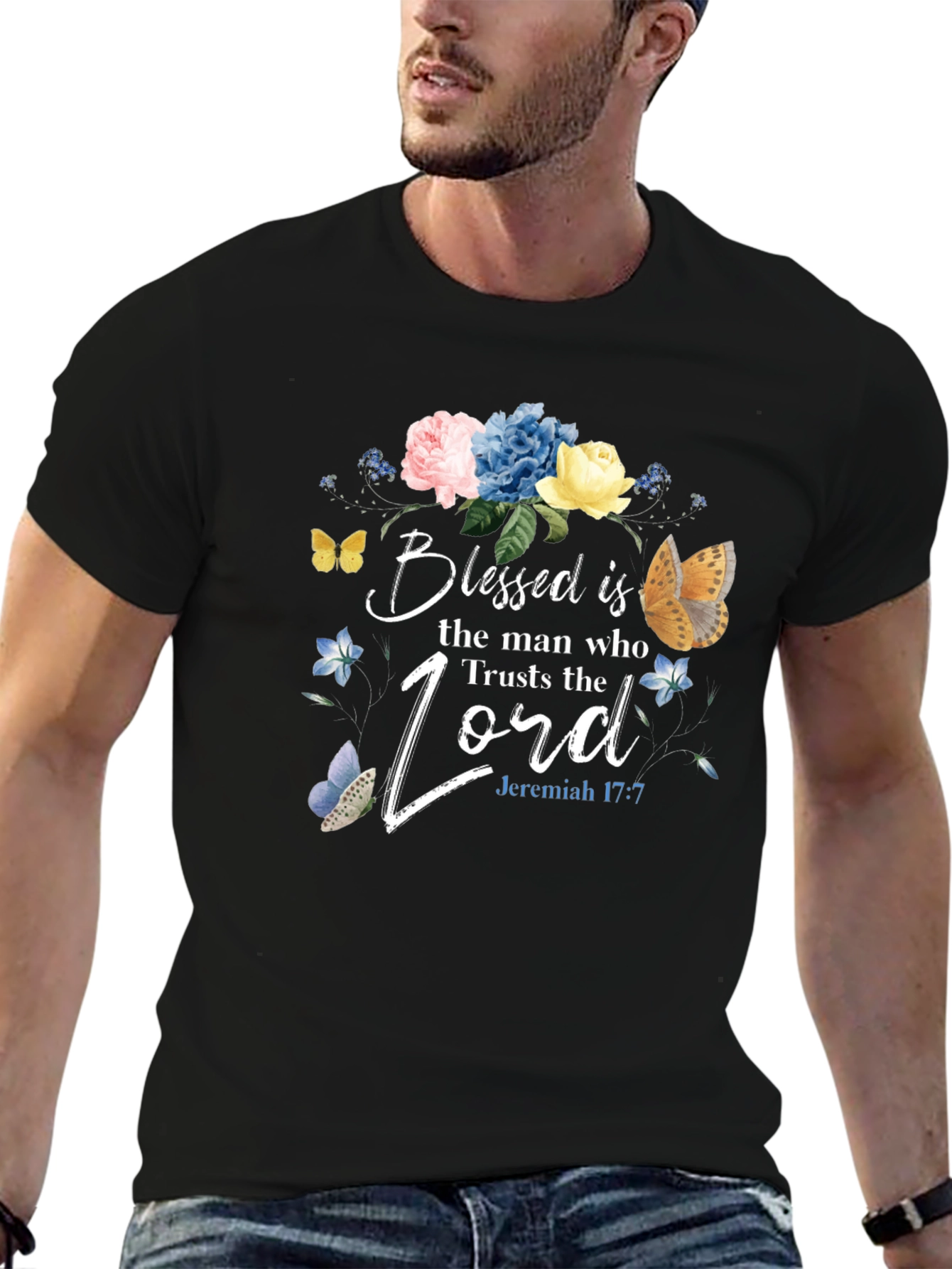 Blessed Man Floral Christian T-Shirt