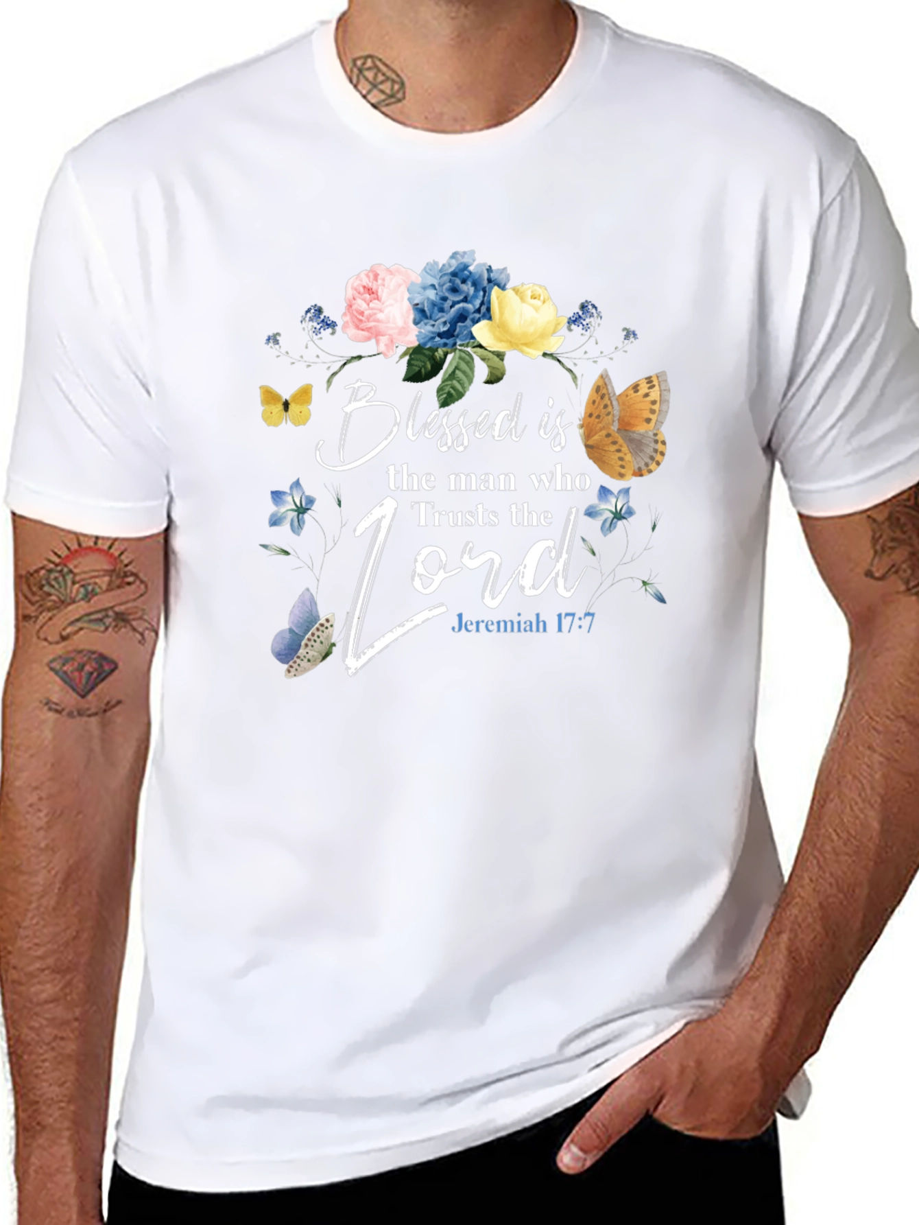 Blessed Man Floral Christian T-Shirt
