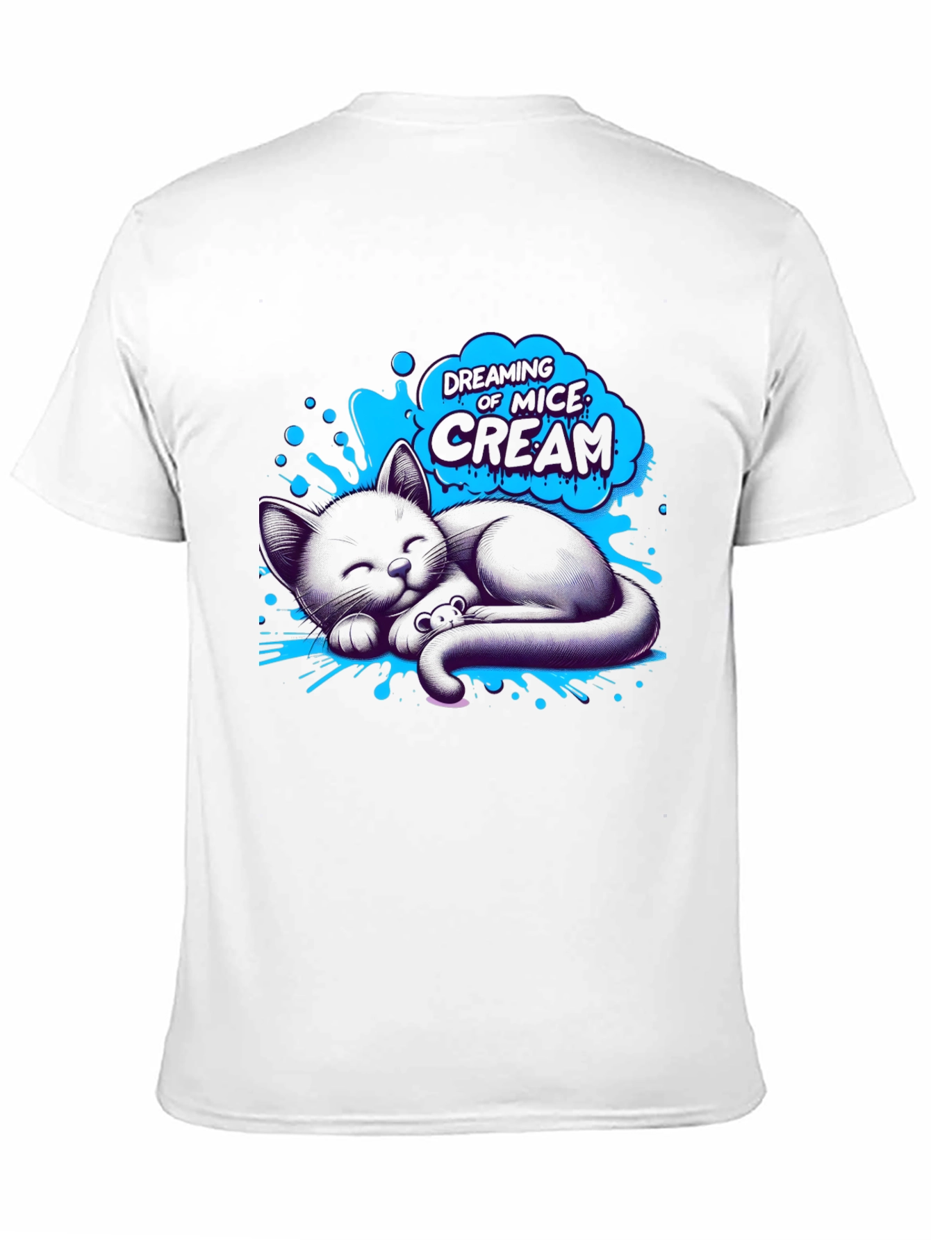 Dreaming Cat T-Shirt - Black Cotton Tee