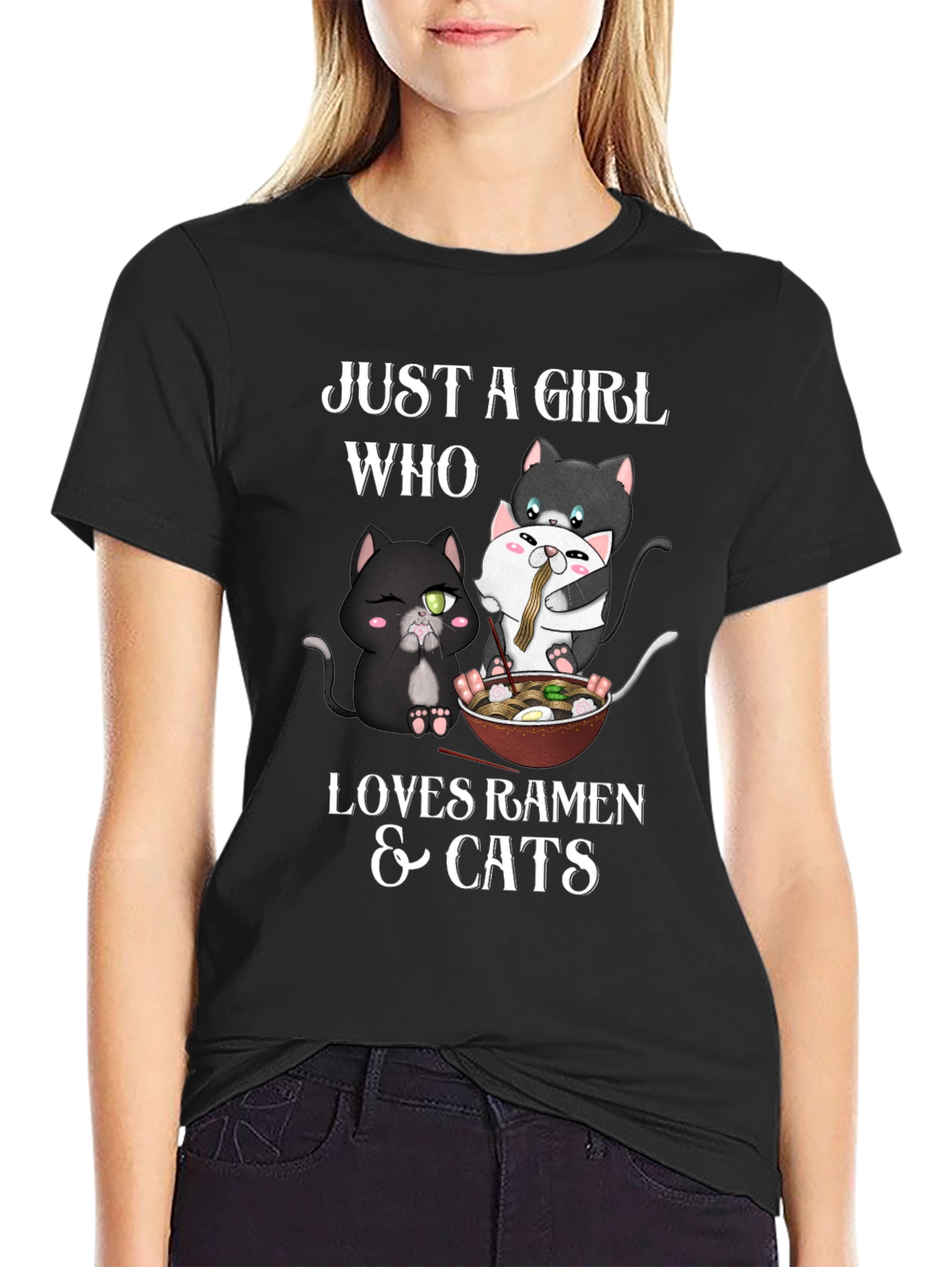 Just a Girl Who Loves Ramen & Cats T-Shirt