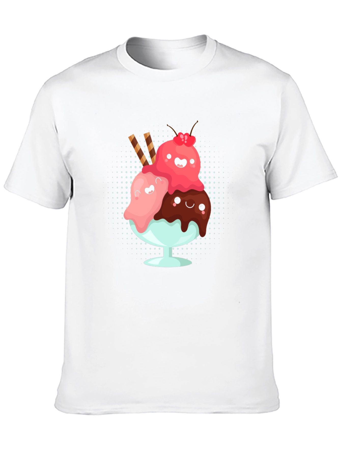Cute Kawaii Ice Cream Sundae Graphic T-Shirt