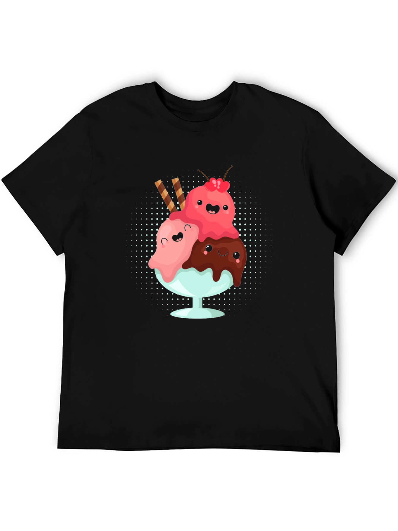 Cute Kawaii Ice Cream Sundae Graphic T-Shirt