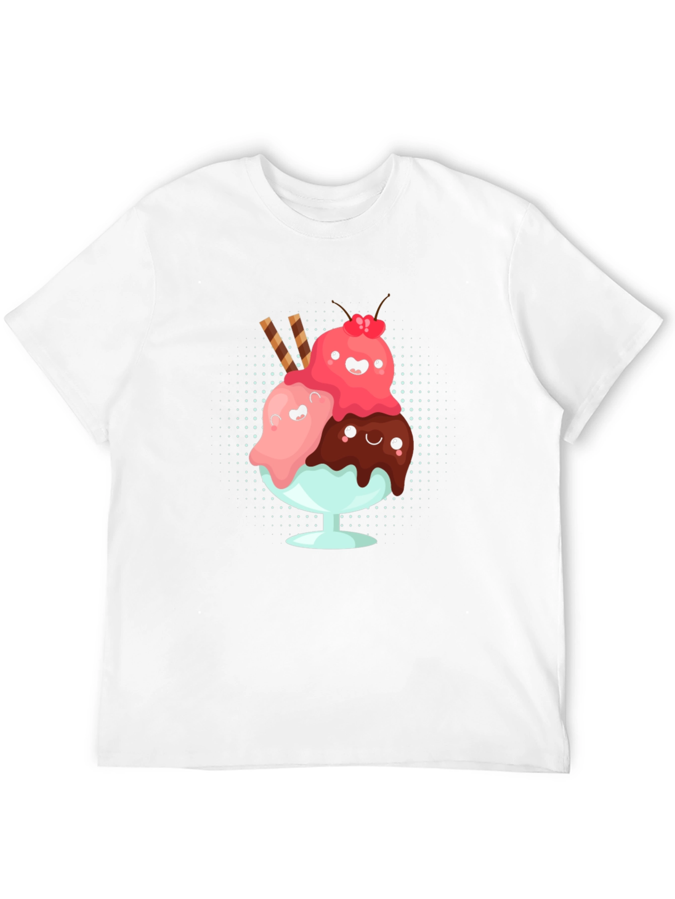 Cute Kawaii Ice Cream Sundae Graphic T-Shirt