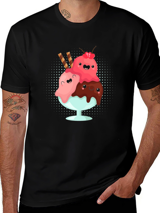 Cute Kawaii Ice Cream Sundae Graphic T-Shirt