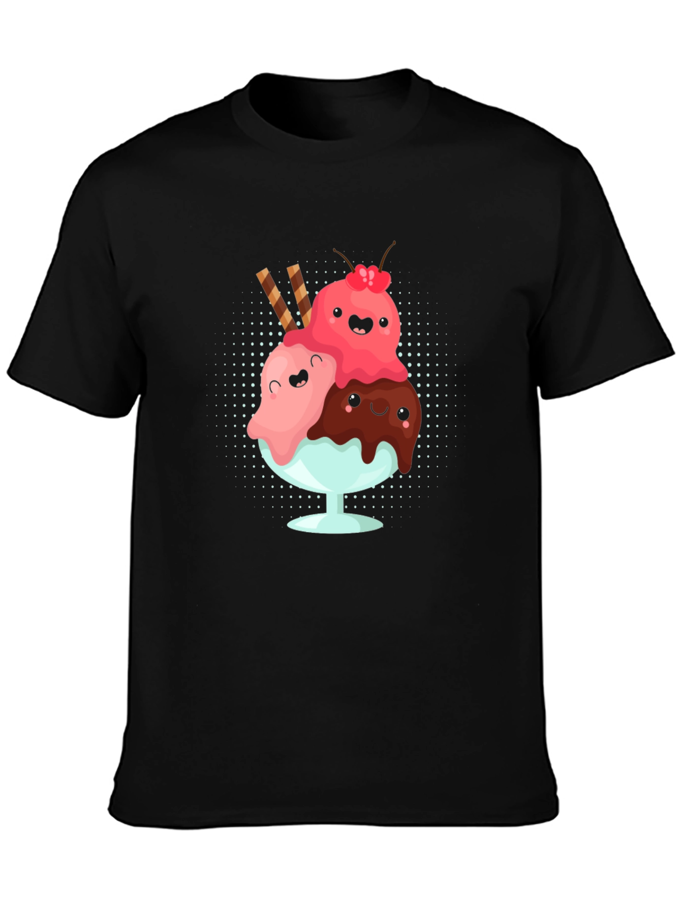 Cute Kawaii Ice Cream Sundae Graphic T-Shirt
