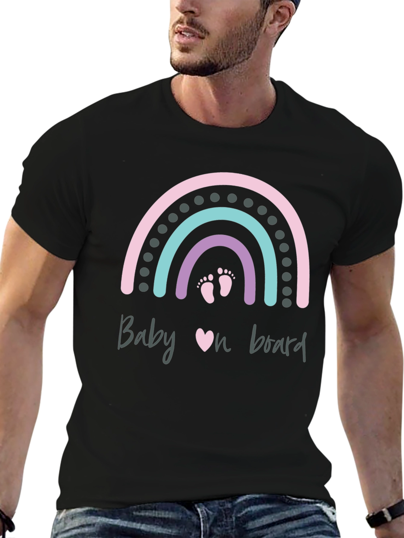 Baby On Board Rainbow Graphic Tee
