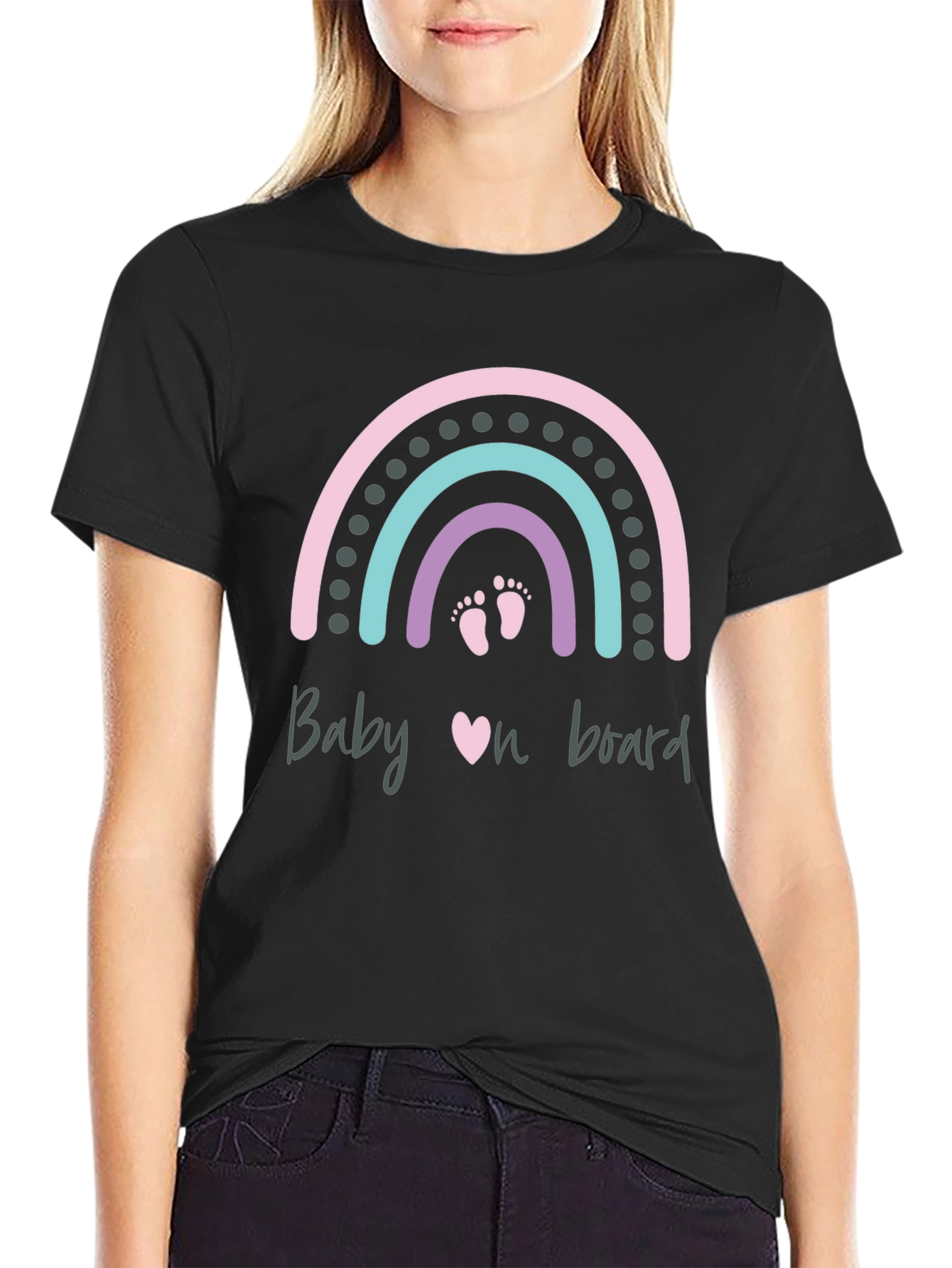 Baby On Board Rainbow Graphic Tee