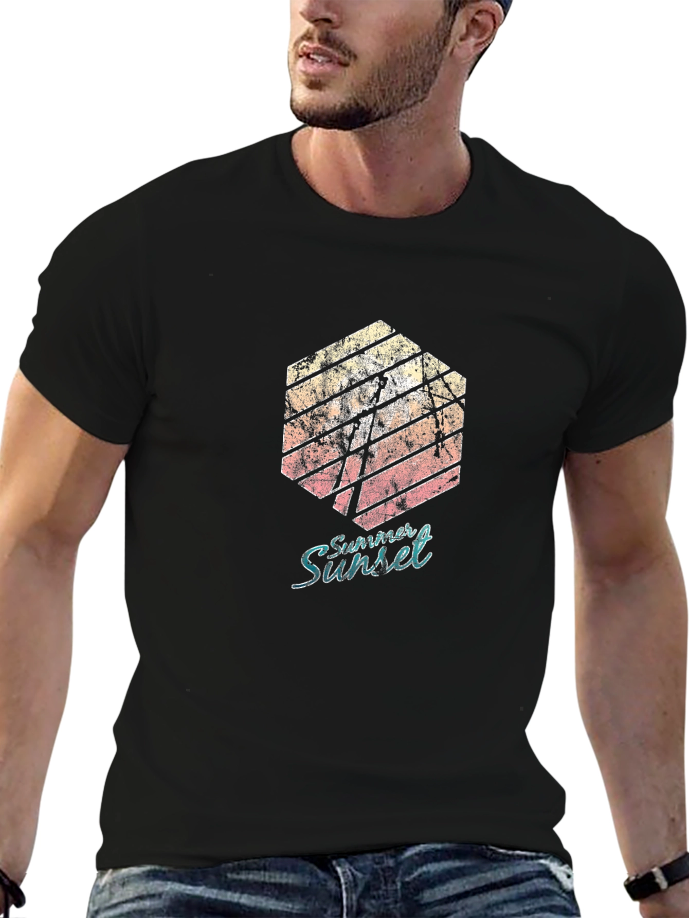 Summer Sunset Graphic Tee - Black