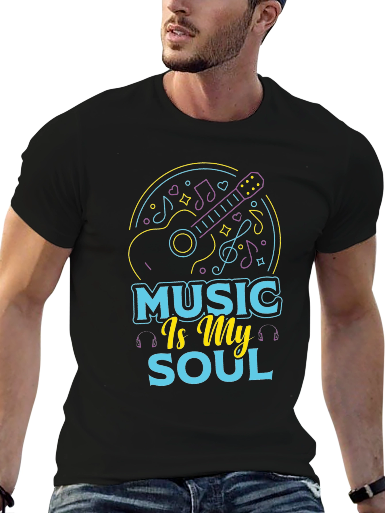 Music Is My Soul Black Graphic Tee
