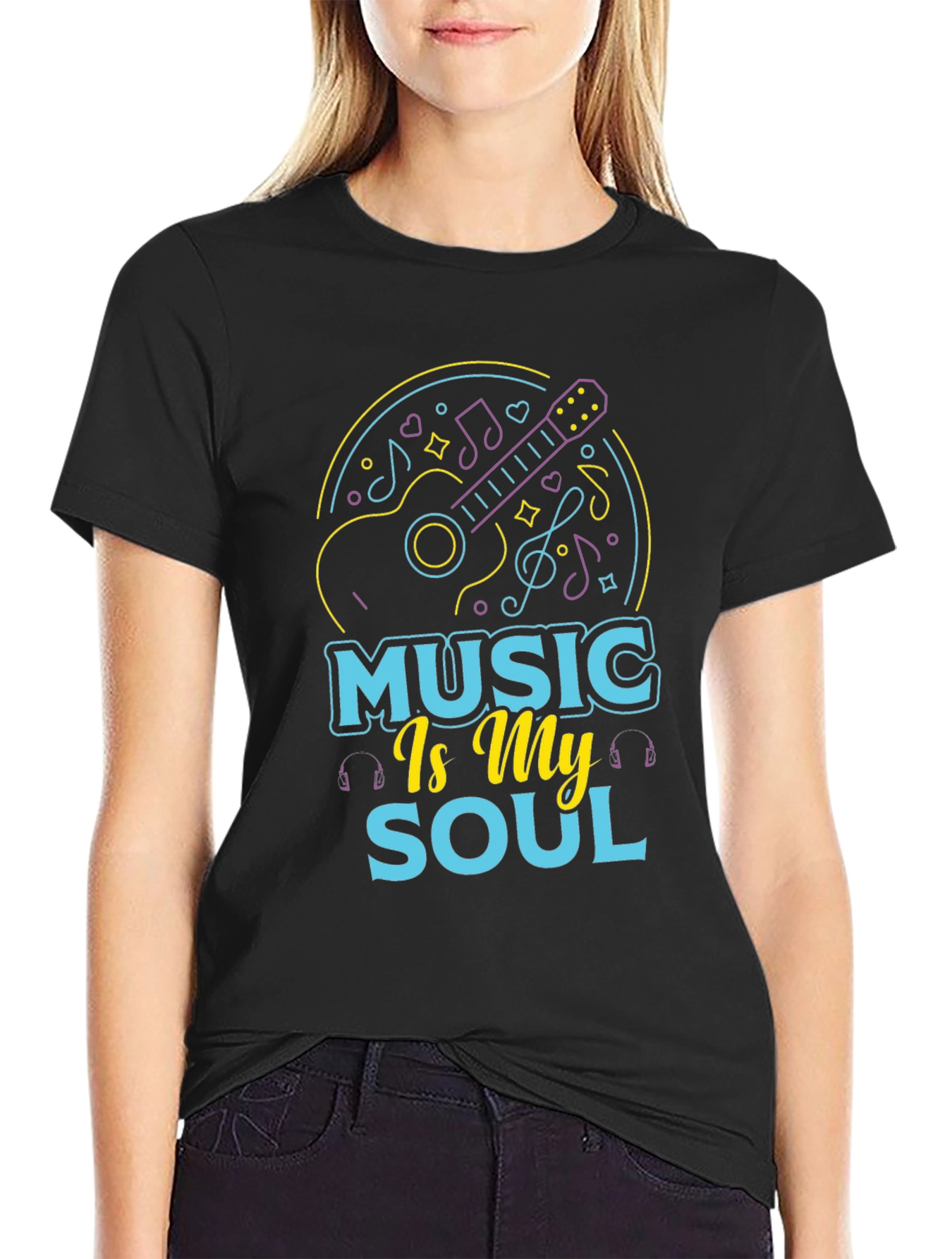 Music Is My Soul Black Graphic Tee