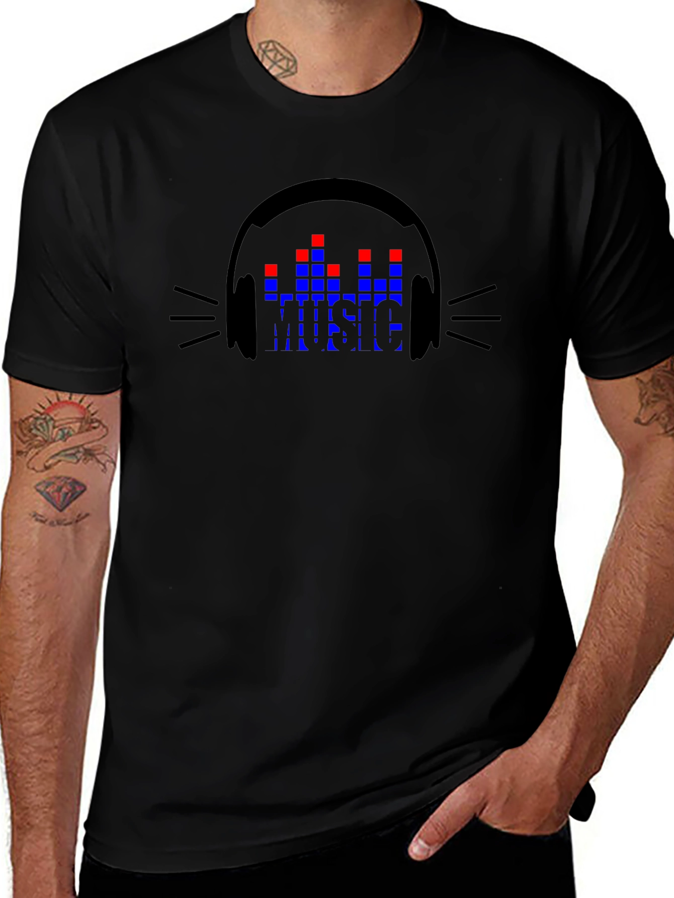 Music Lover Graphic T-Shirt - Black