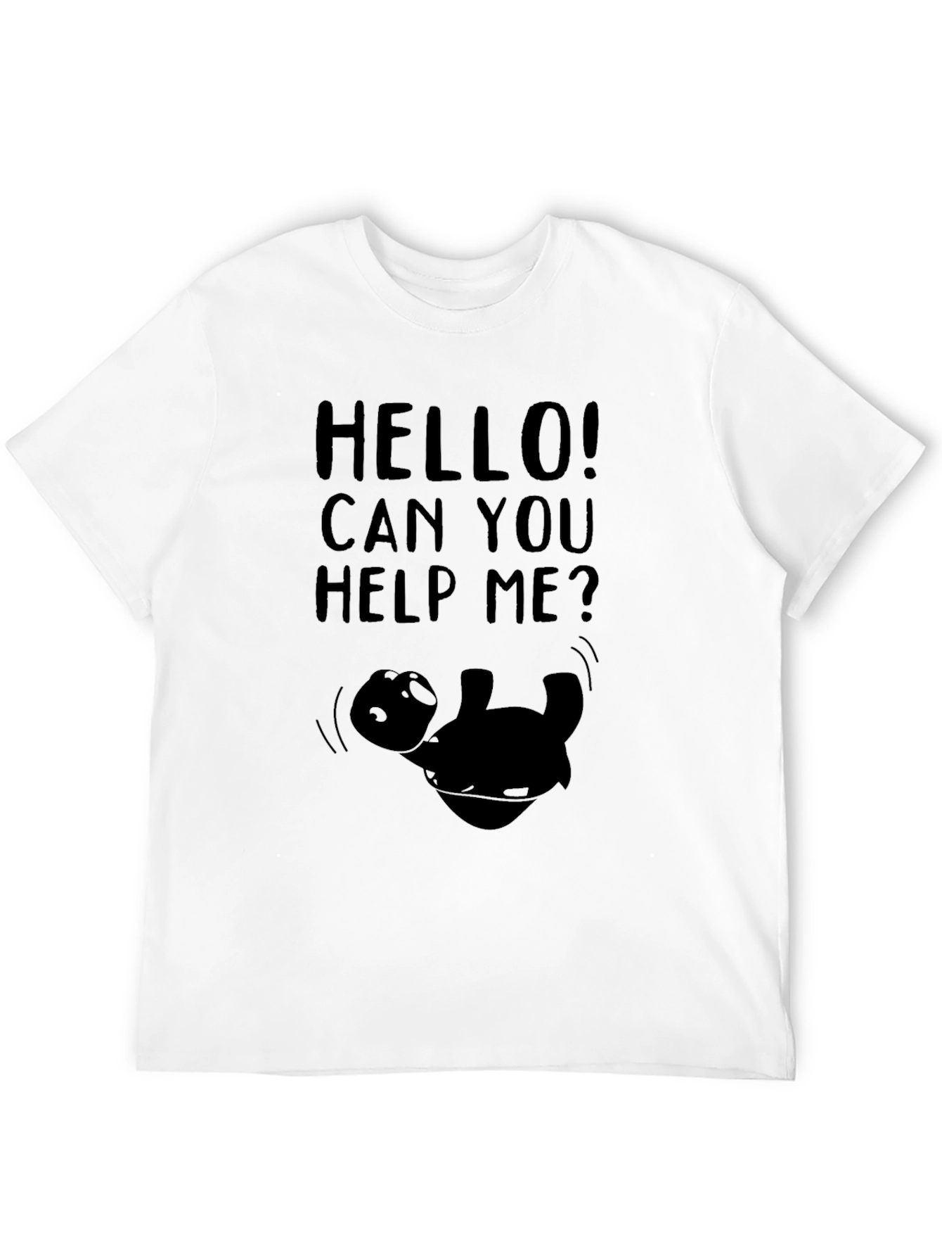 Hello! Can You Help Me? Black Graphic Tee