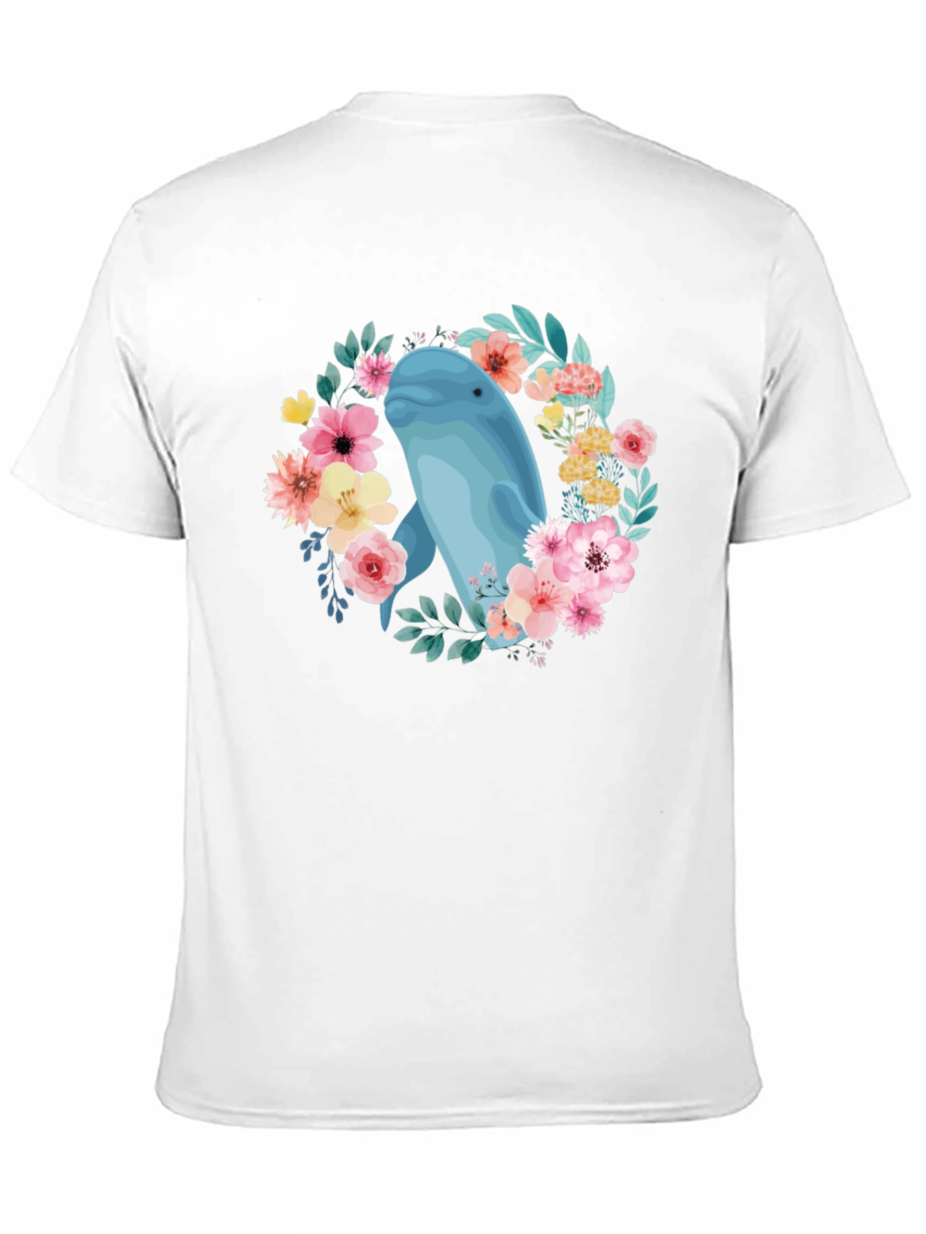 Beluga Whale Floral T-Shirt - Black