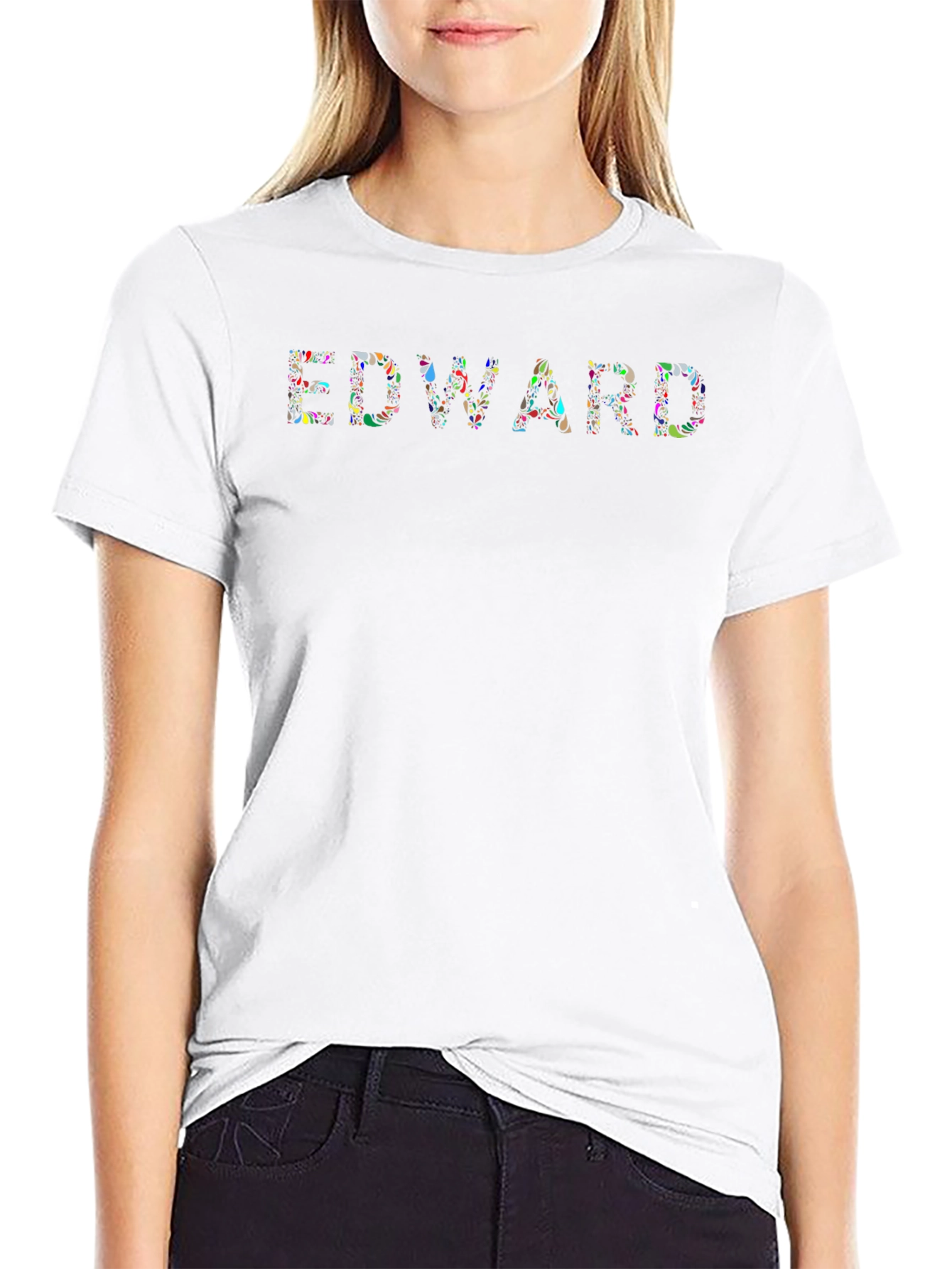 Floral Edward Print Black T-Shirt