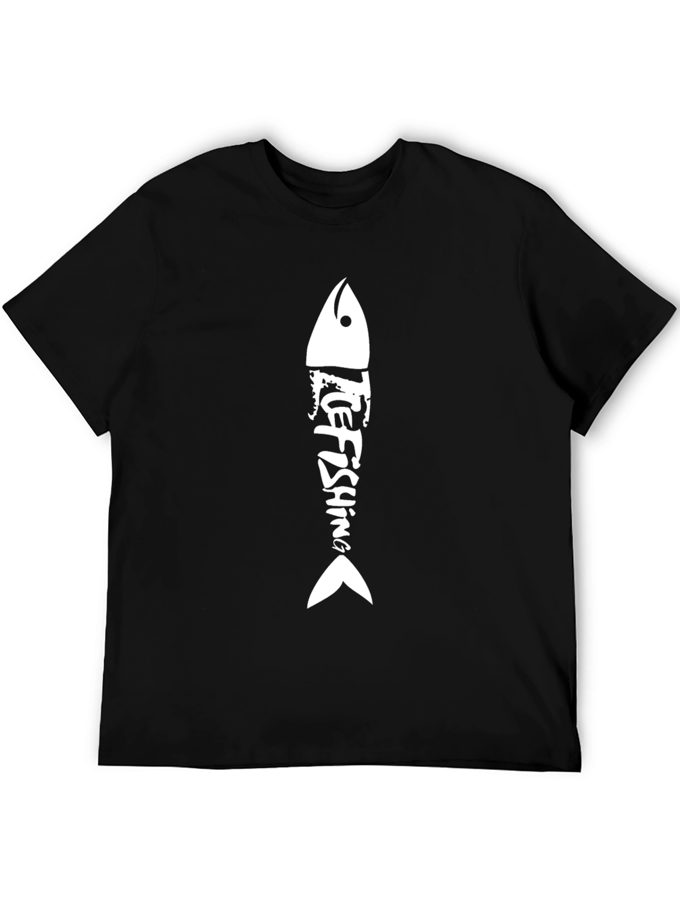 Ice Fishing Graphic Tee - Black Cotton Shirt