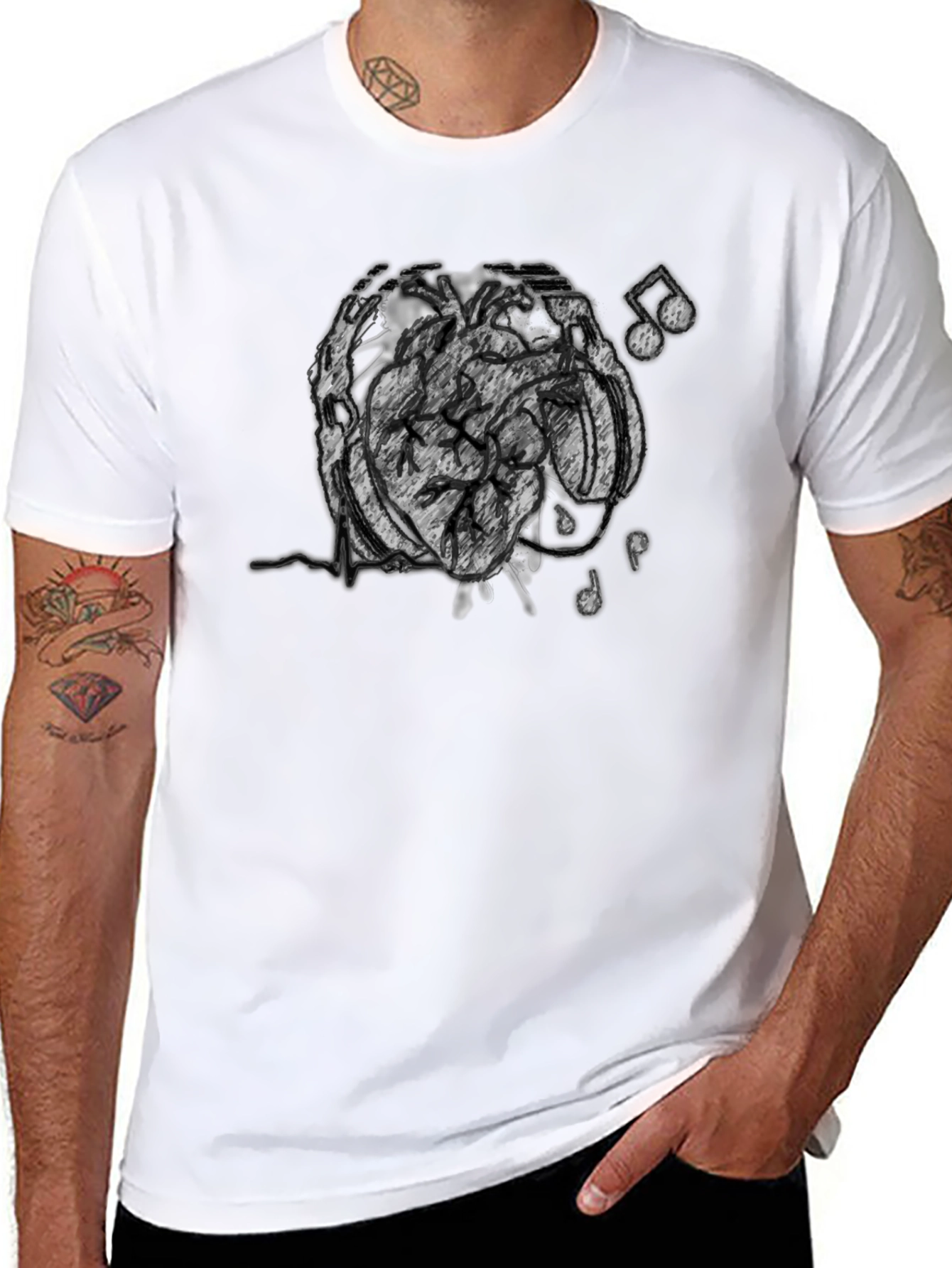 Abstract Brain Music Tee - Stylish Cotton Blend T-Shirt