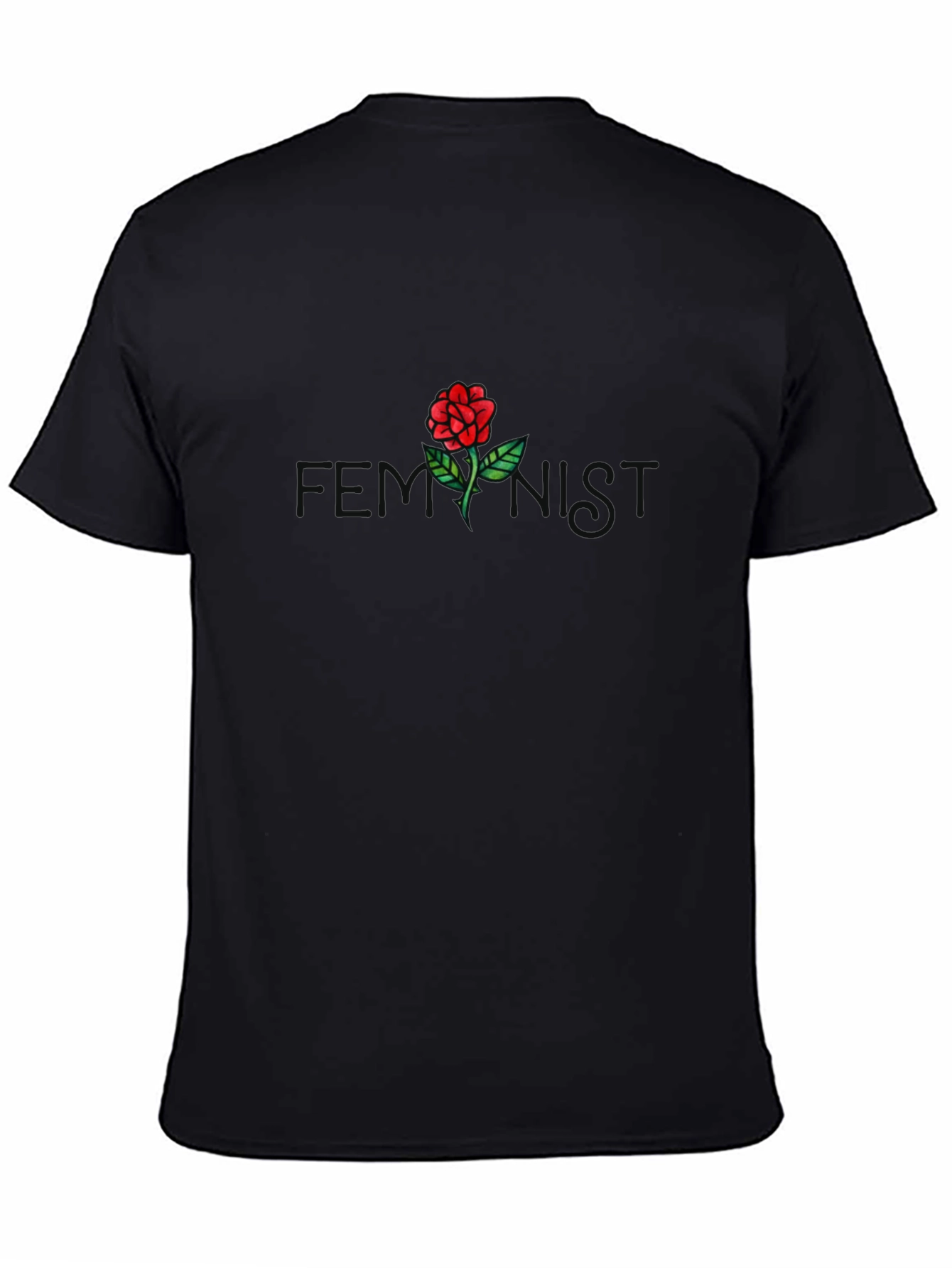 Feminist Rose Graphic Black T-Shirt