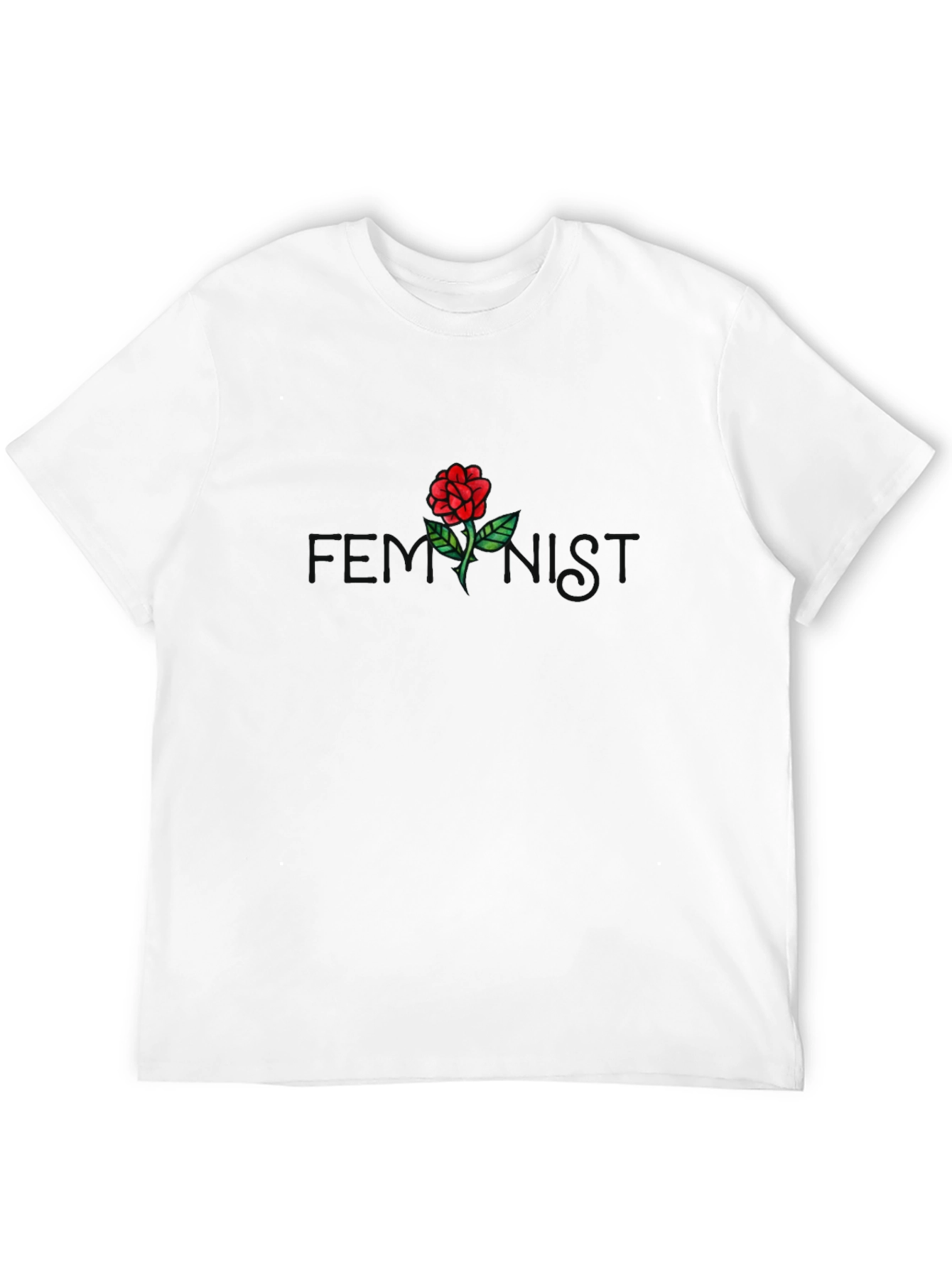 Feminist Rose Graphic Black T-Shirt