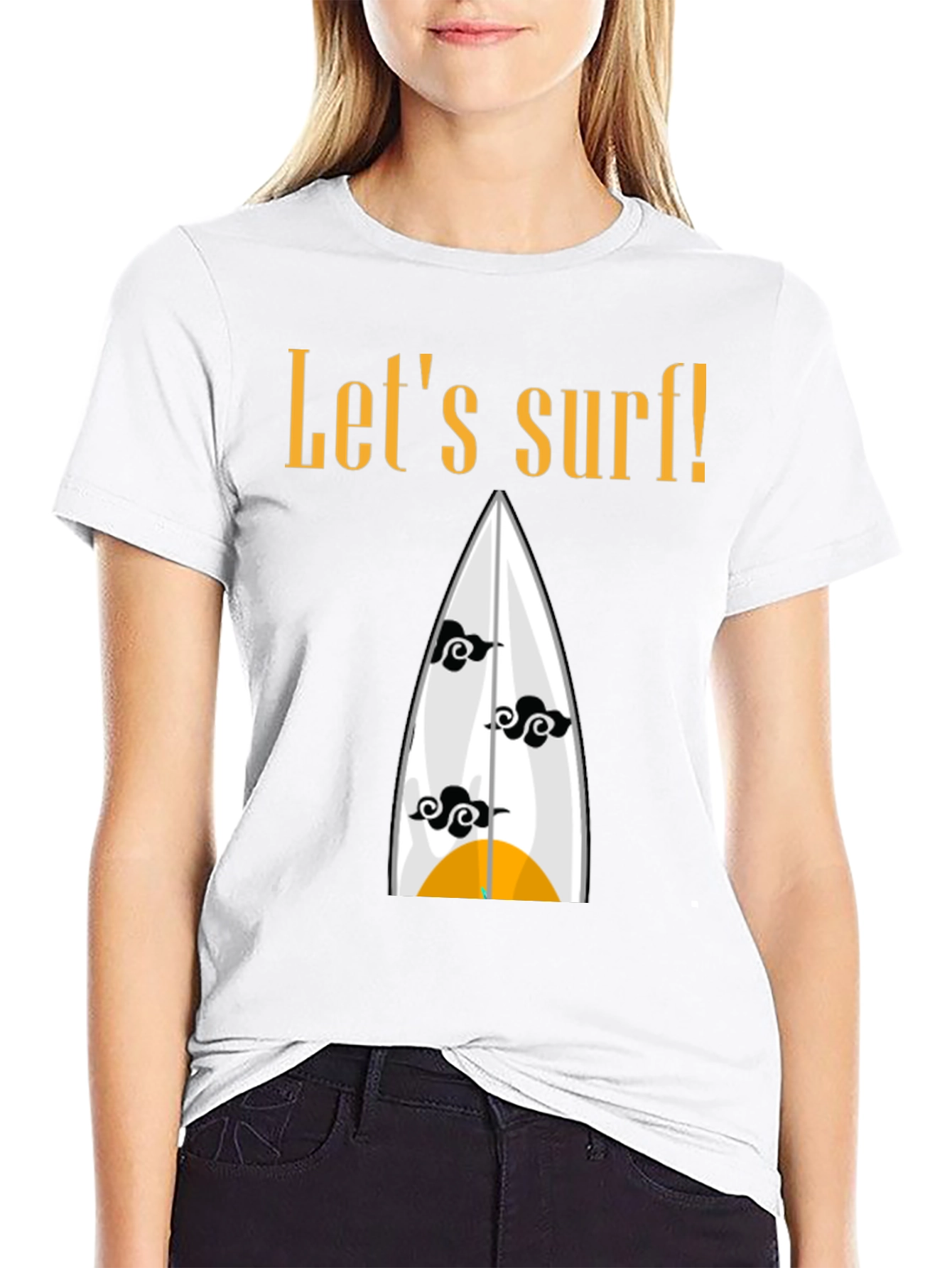 Lets Surf Graphic Tee - Black Cotton Shirt