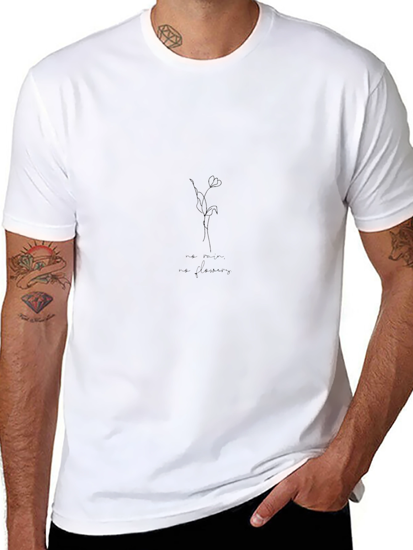 Minimalist Rose Graphic Black Tee