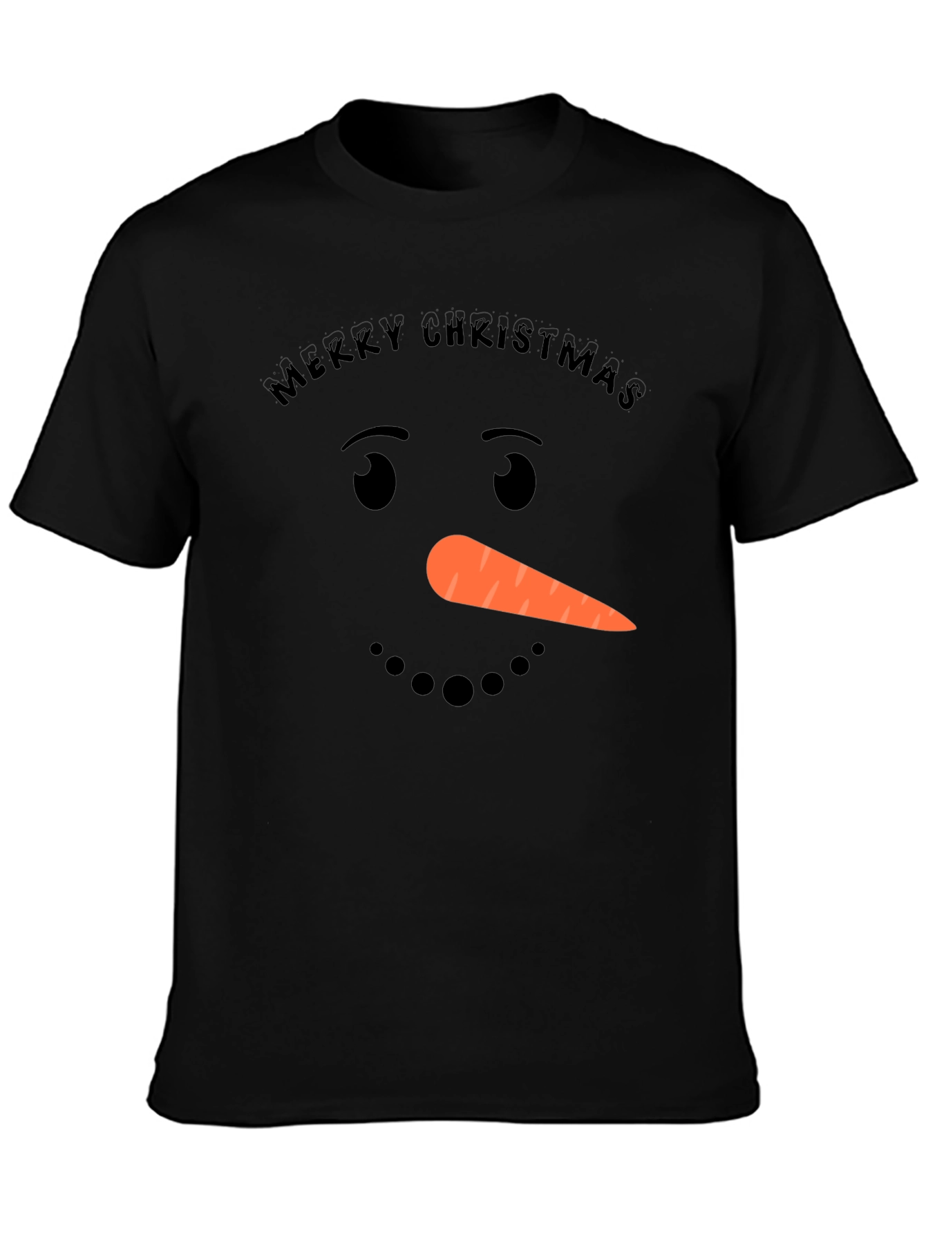 Merry Christmas Snowman Face T-Shirt